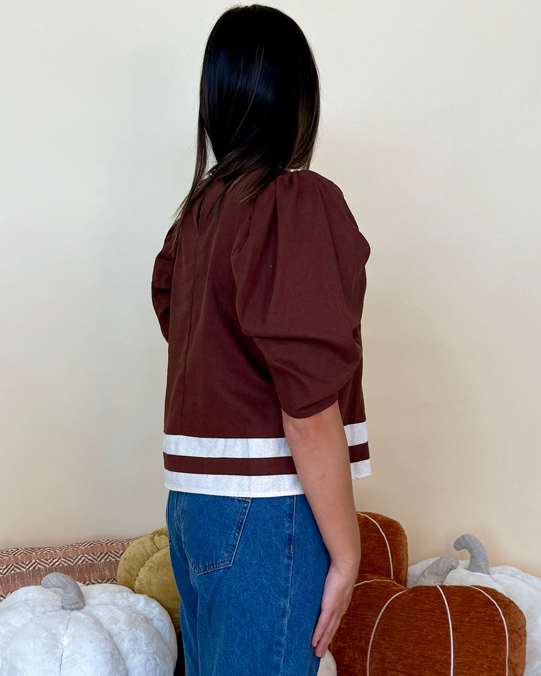 Just A Little Brown Contrast Border Top-Shop-Womens-Boutique-Clothing
