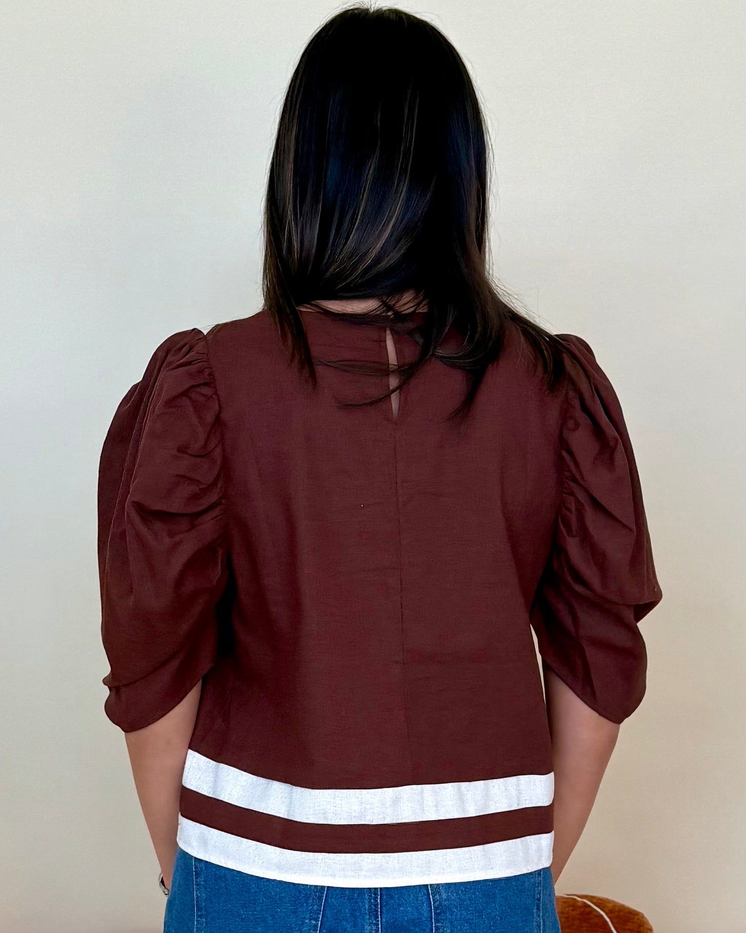 Just A Little Brown Contrast Border Top-Shop-Womens-Boutique-Clothing