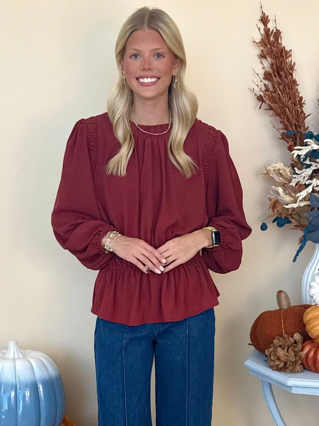 Sweet Energy Sienna Neck and Armhole Shirring Detail Top