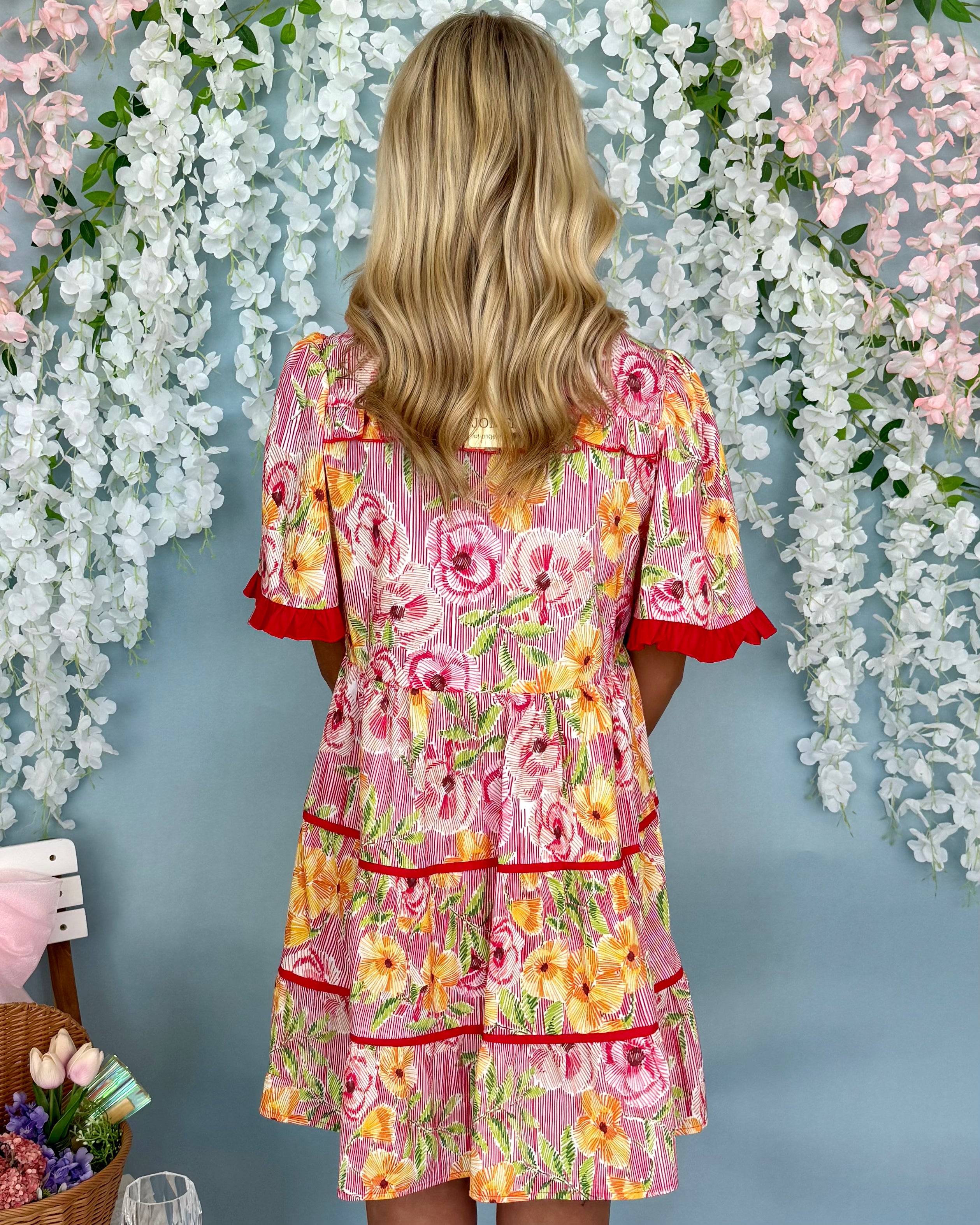 A Certainty Red Floral Tier Dress-Shop-Womens-Boutique-Clothing