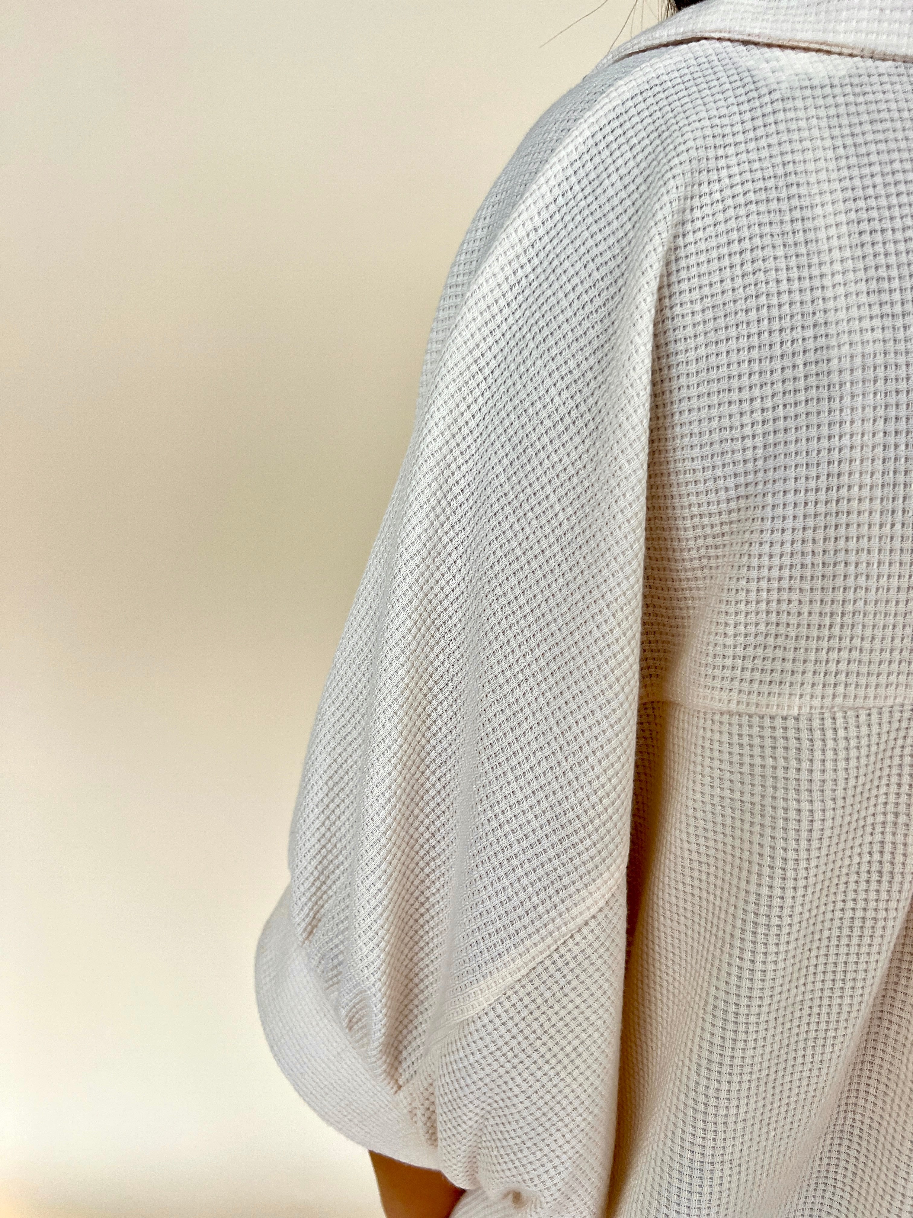 Let Loose Sand Waffle Button Down Top-Shop-Womens-Boutique-Clothing