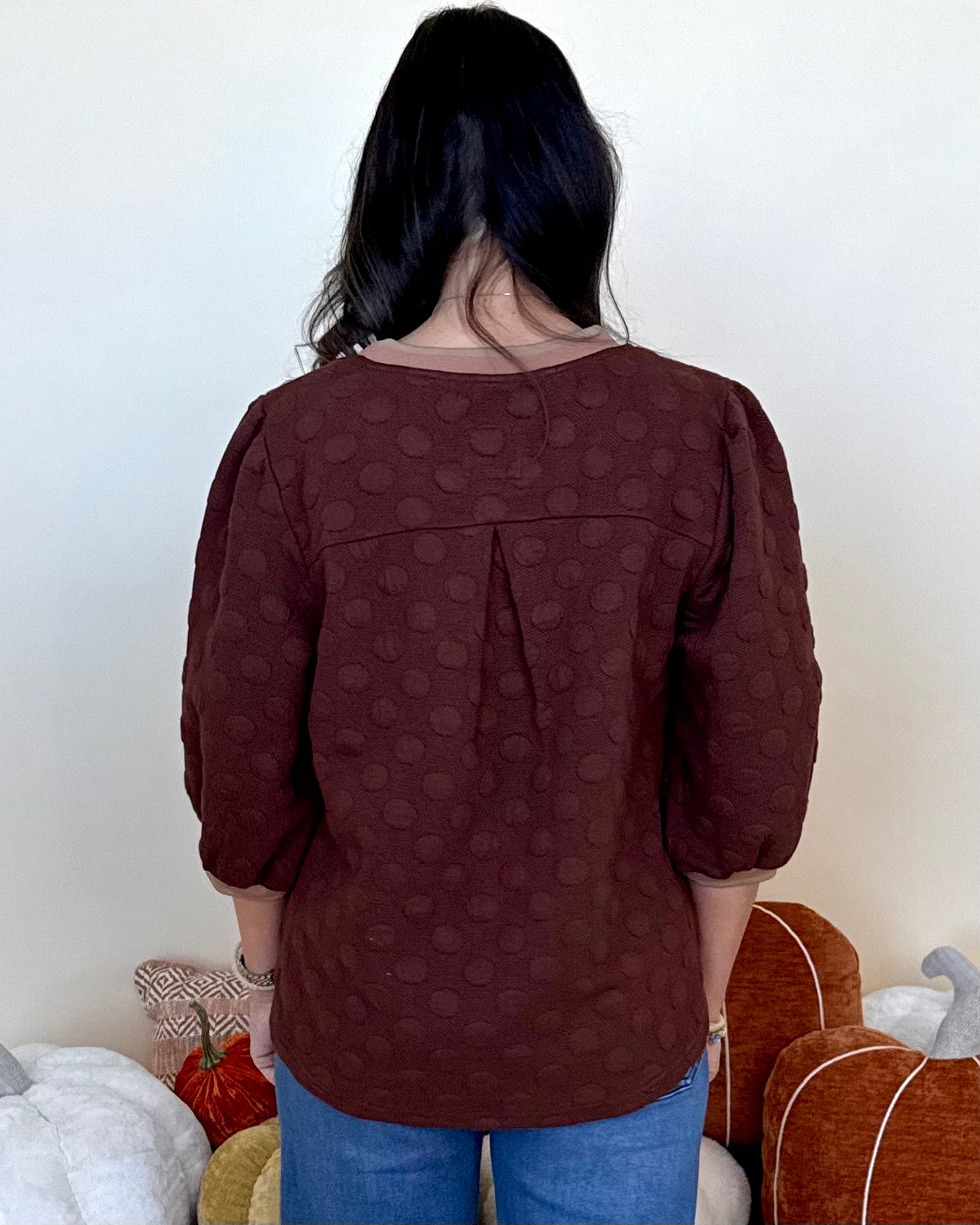 Keep Watching Brown Embossed Stripe Top-Shop-Womens-Boutique-Clothing