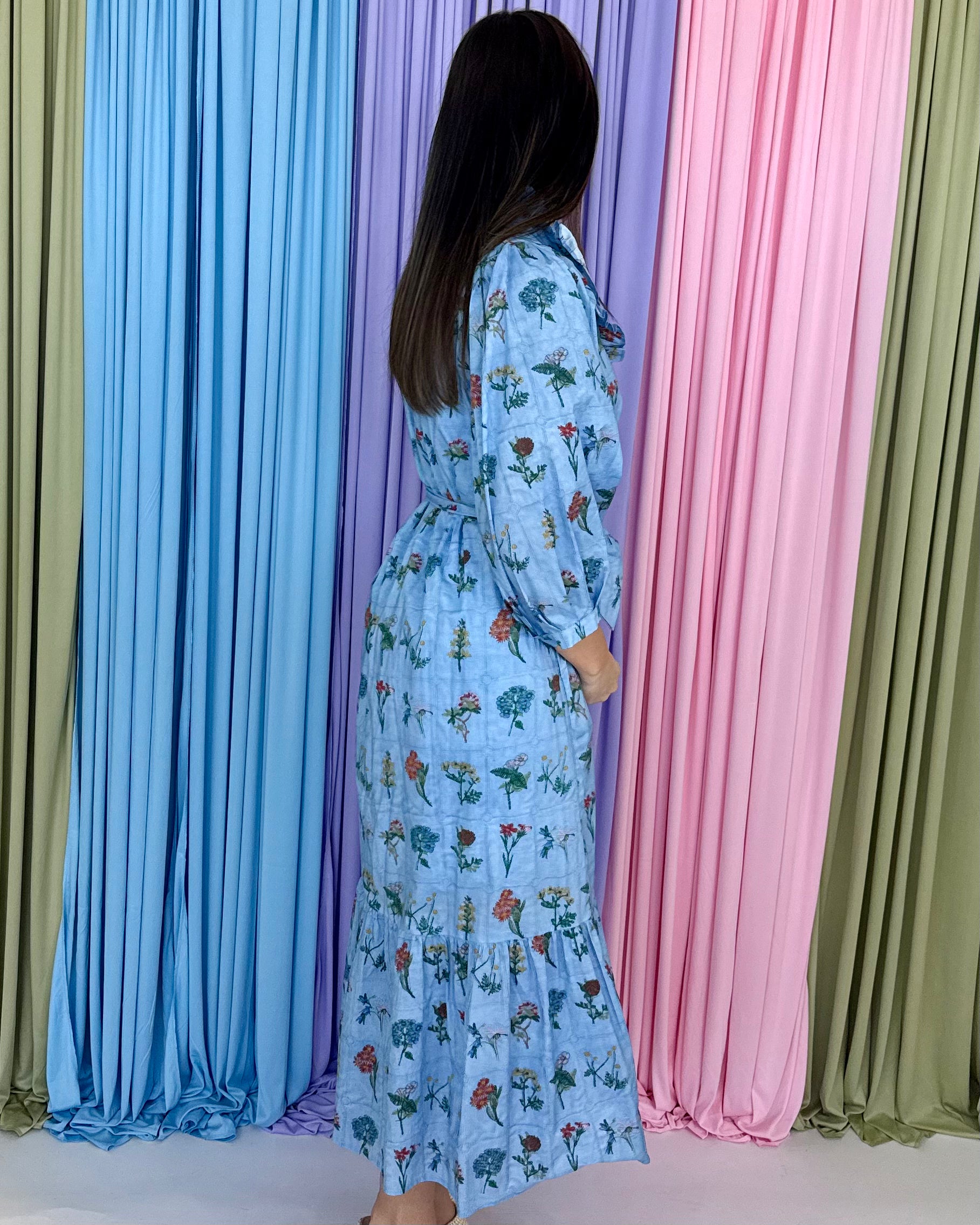 Willow Grace Chambray Floral Midi Dress-Shop-Womens-Boutique-Clothing