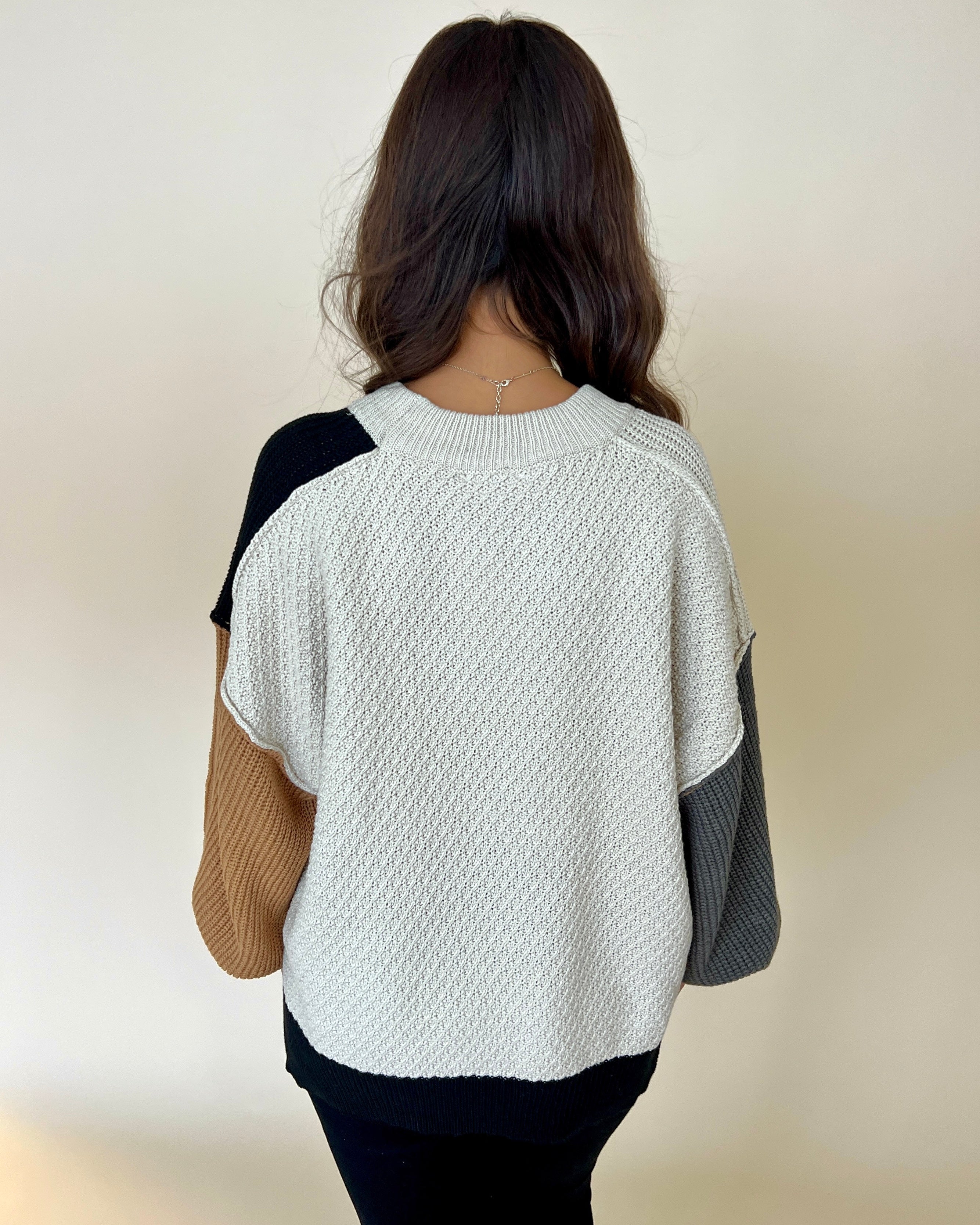 Autumn Air Caramel Color Block Sweater-Shop-Womens-Boutique-Clothing