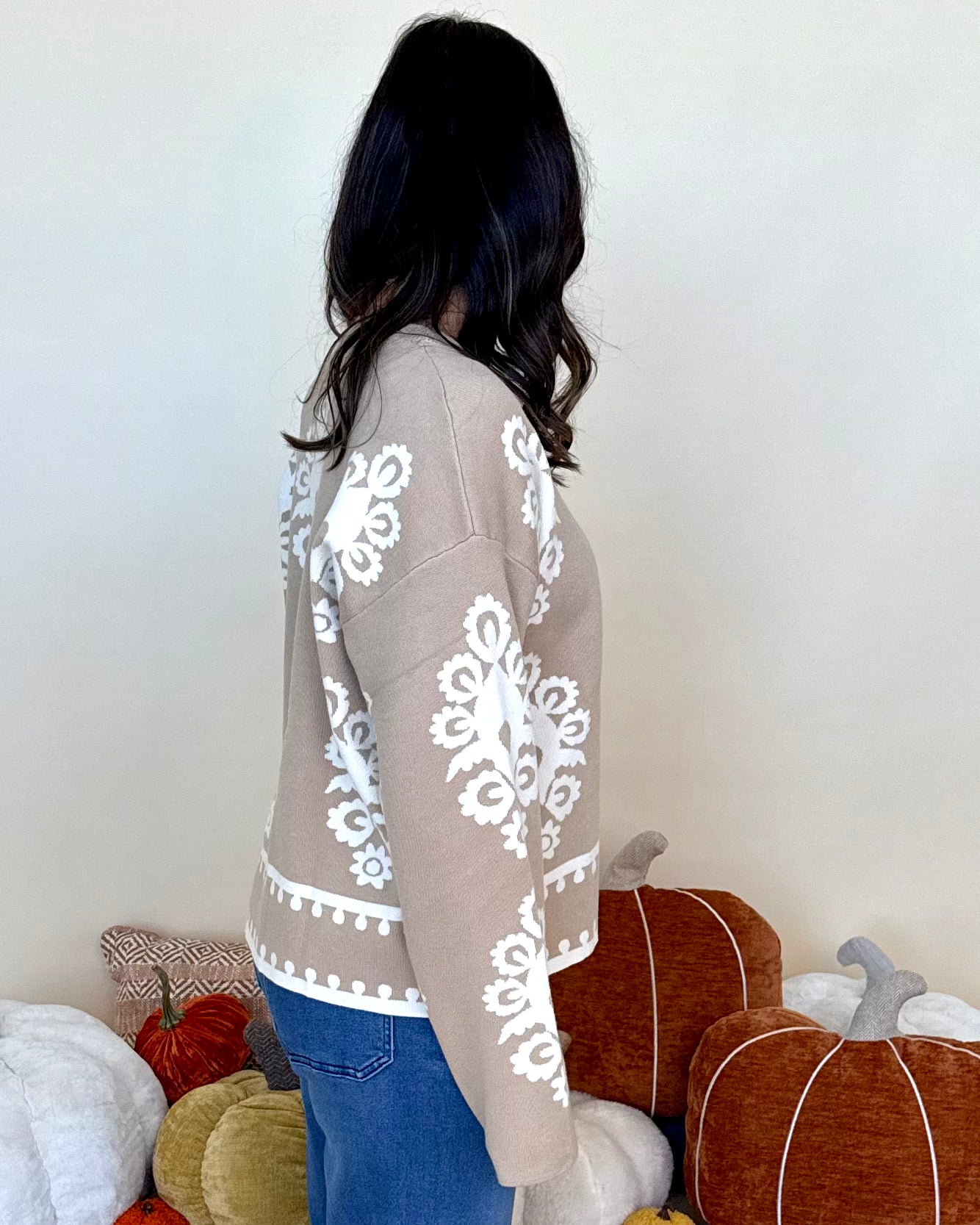 Easy Days Taupe Printed Sweater-Shop-Womens-Boutique-Clothing