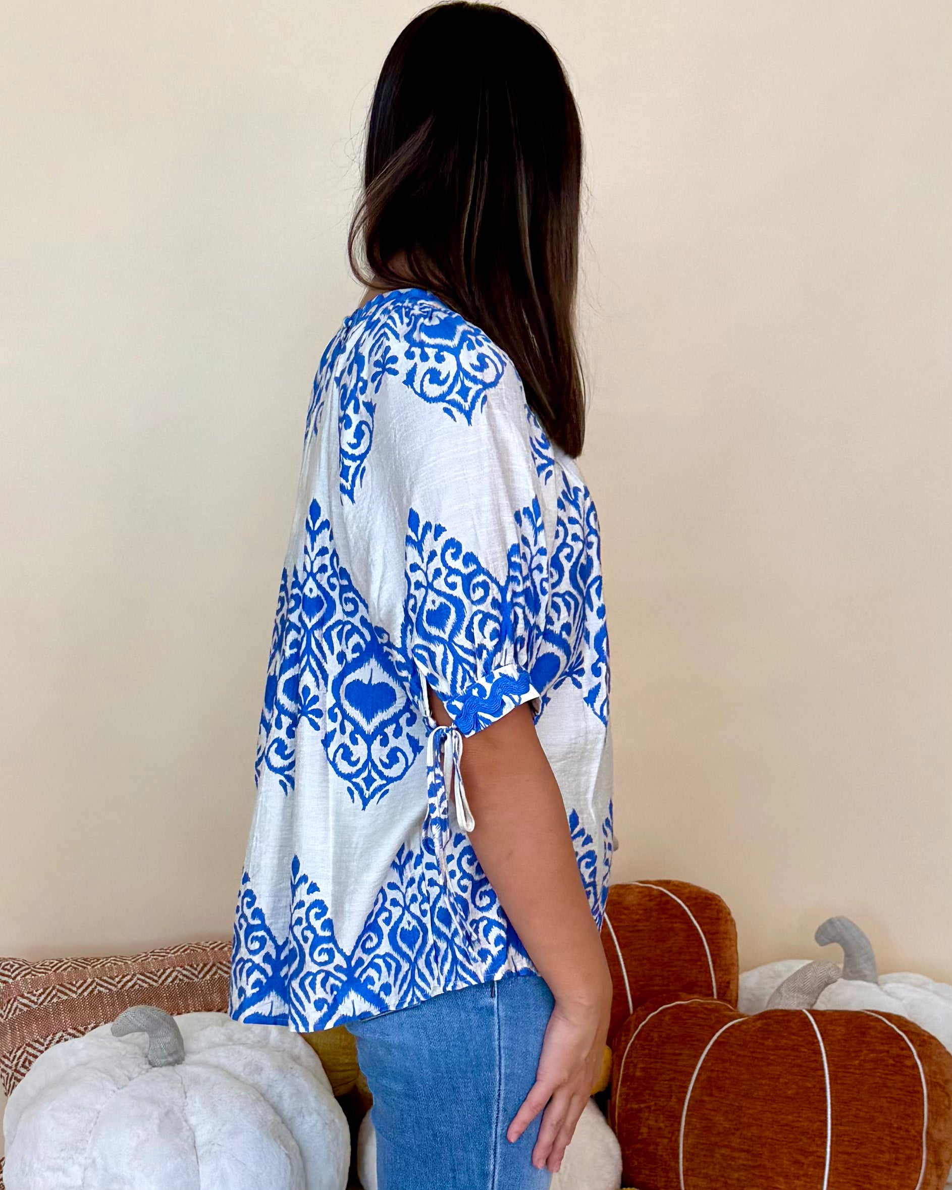 In Her Element Blue Abstract Top-Shop-Womens-Boutique-Clothing