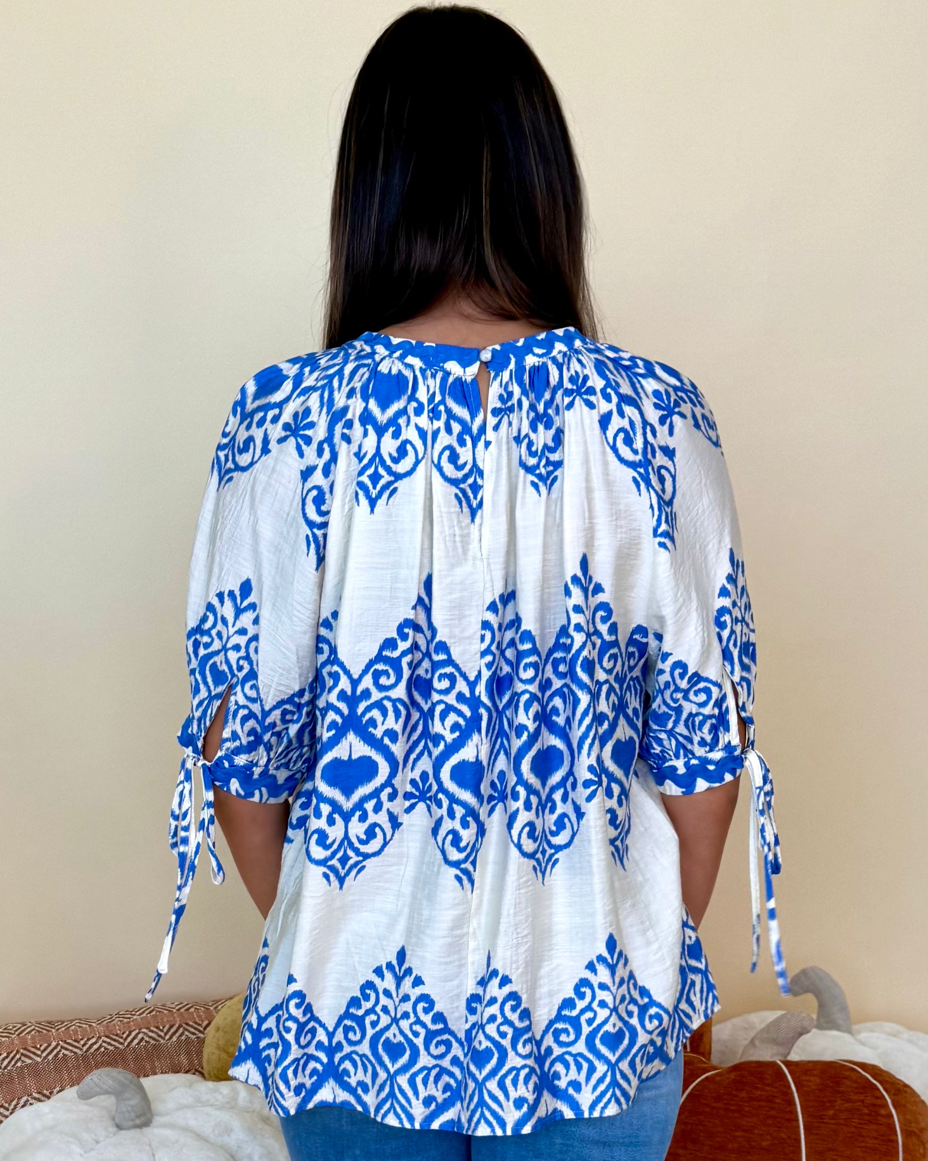 In Her Element Blue Abstract Top-Shop-Womens-Boutique-Clothing