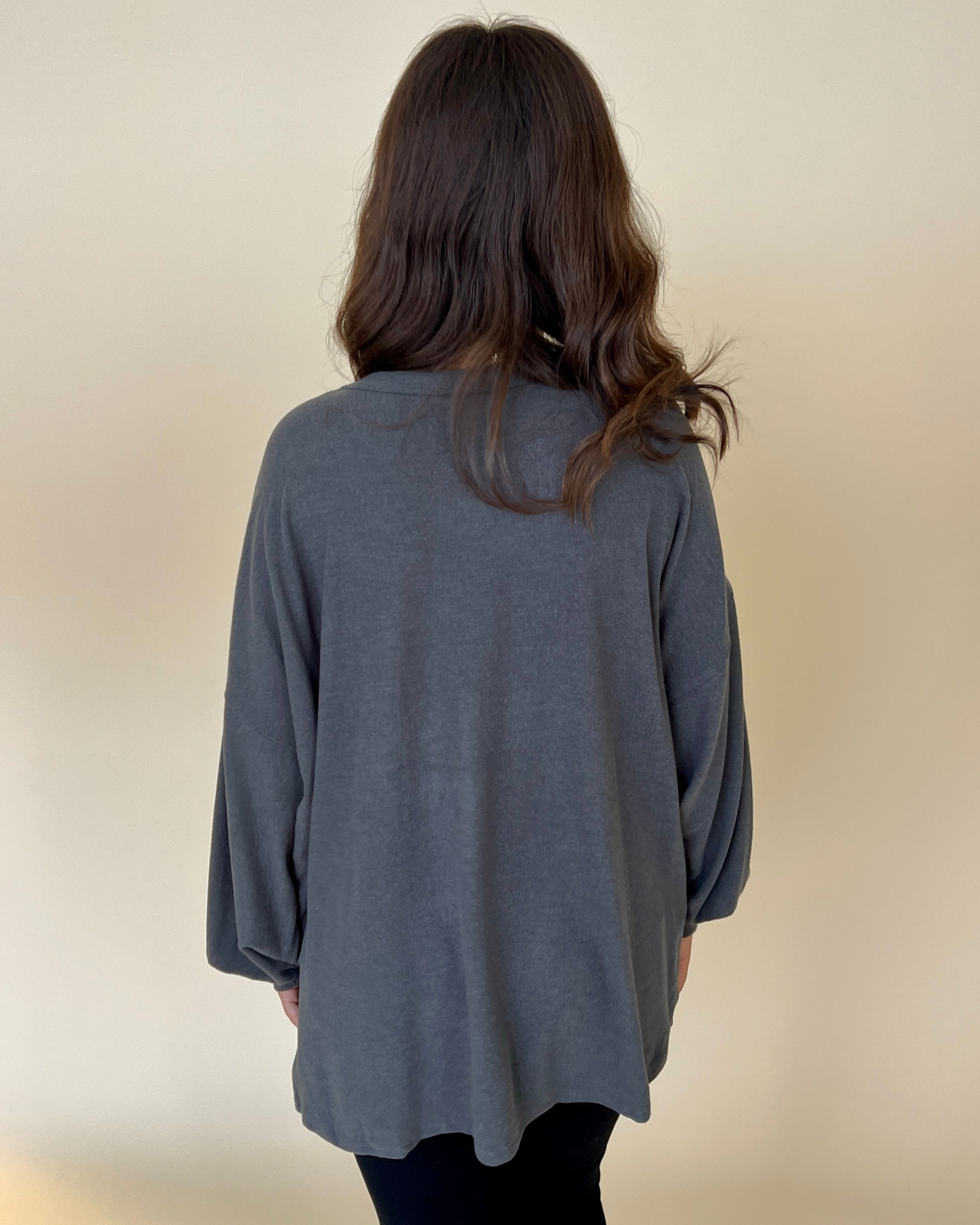 In My Feelings Charcoal Ribbed Oversized Top-Shop-Womens-Boutique-Clothing