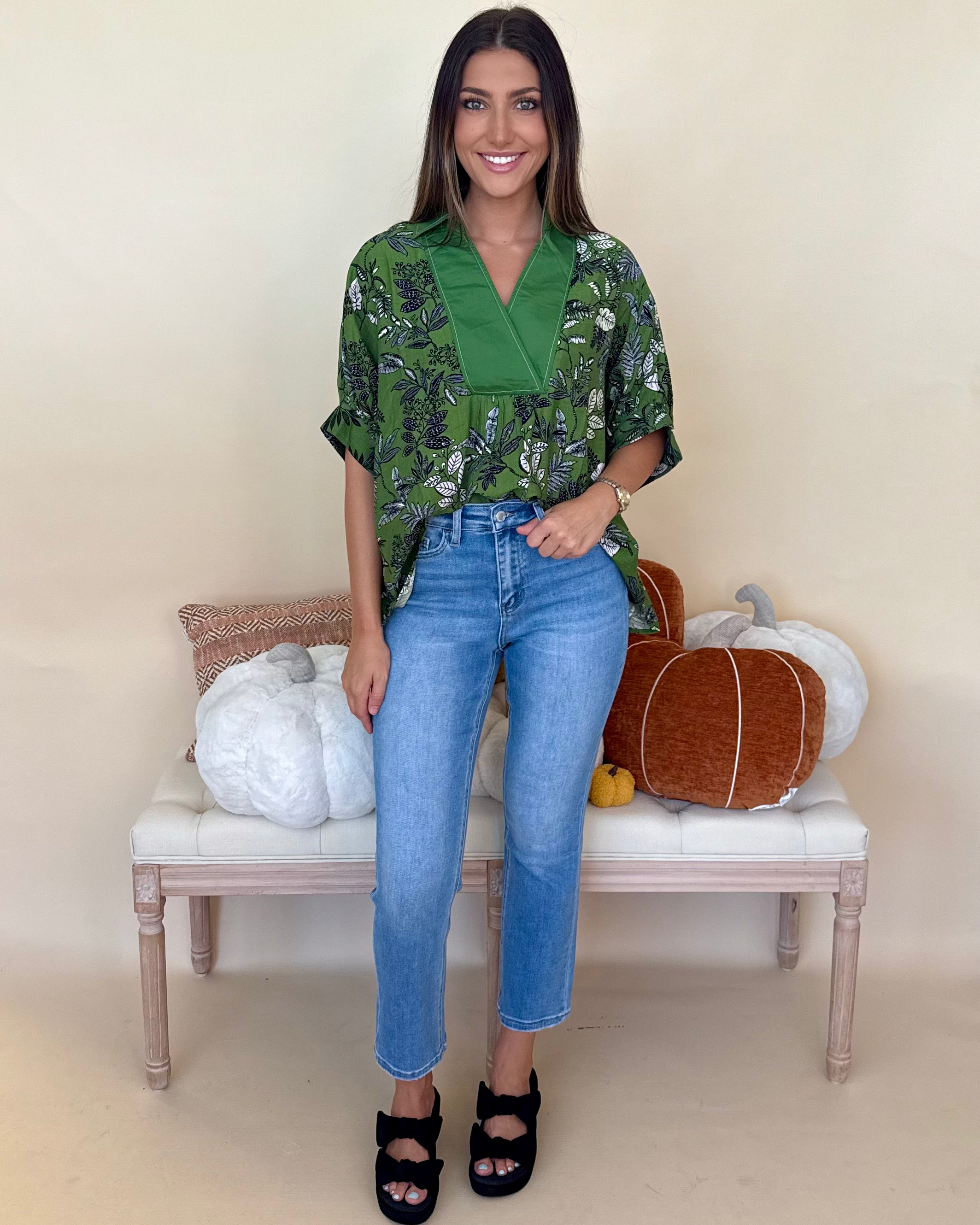 Looks Like Love Olive Botanical Dolman Top-Shop-Womens-Boutique-Clothing