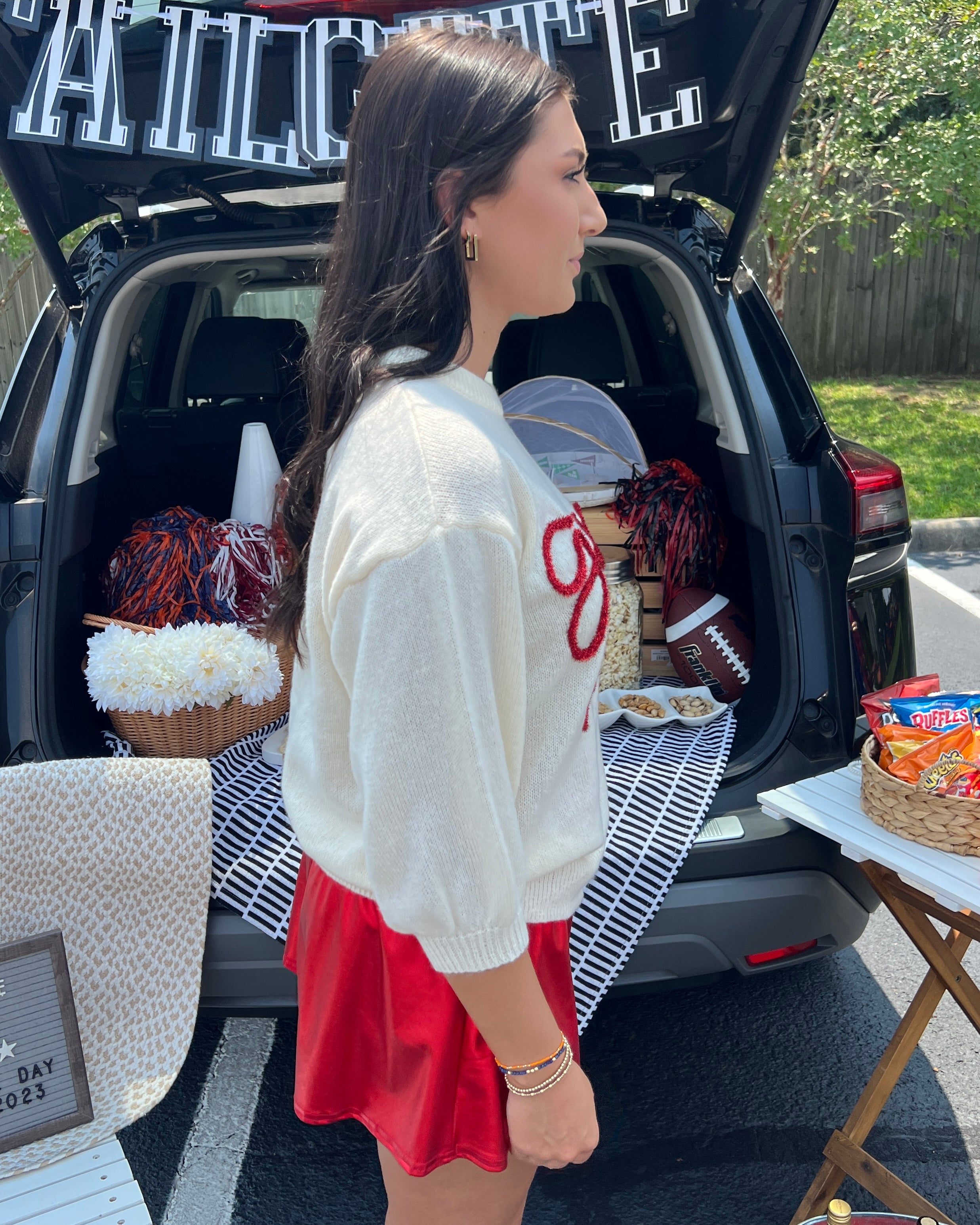 Go Fight Win Ivory Game Day Puff Sleeve Sweater-Shop-Womens-Boutique-Clothing