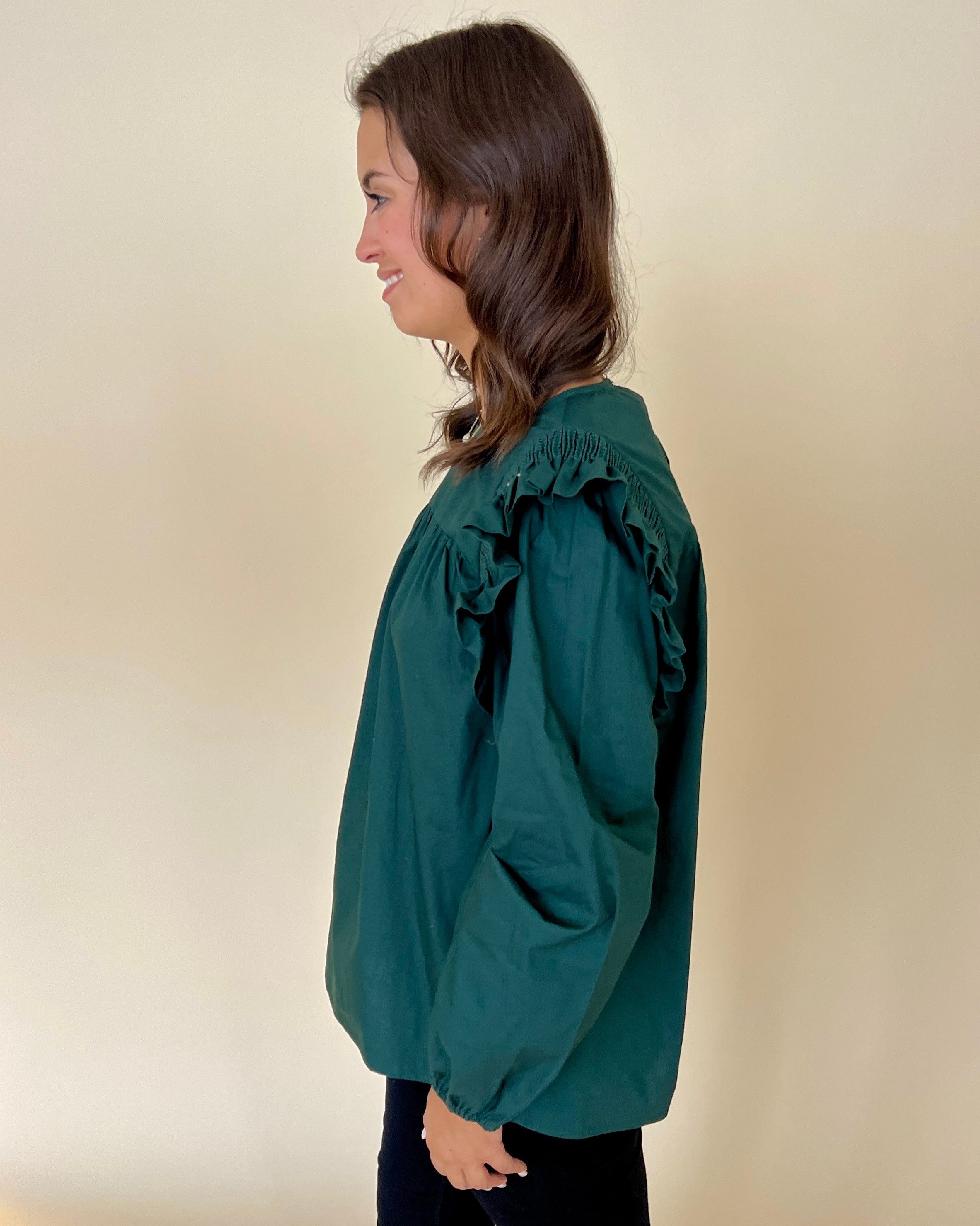 Longing For More Hunter Green Smocked Top-Shop-Womens-Boutique-Clothing
