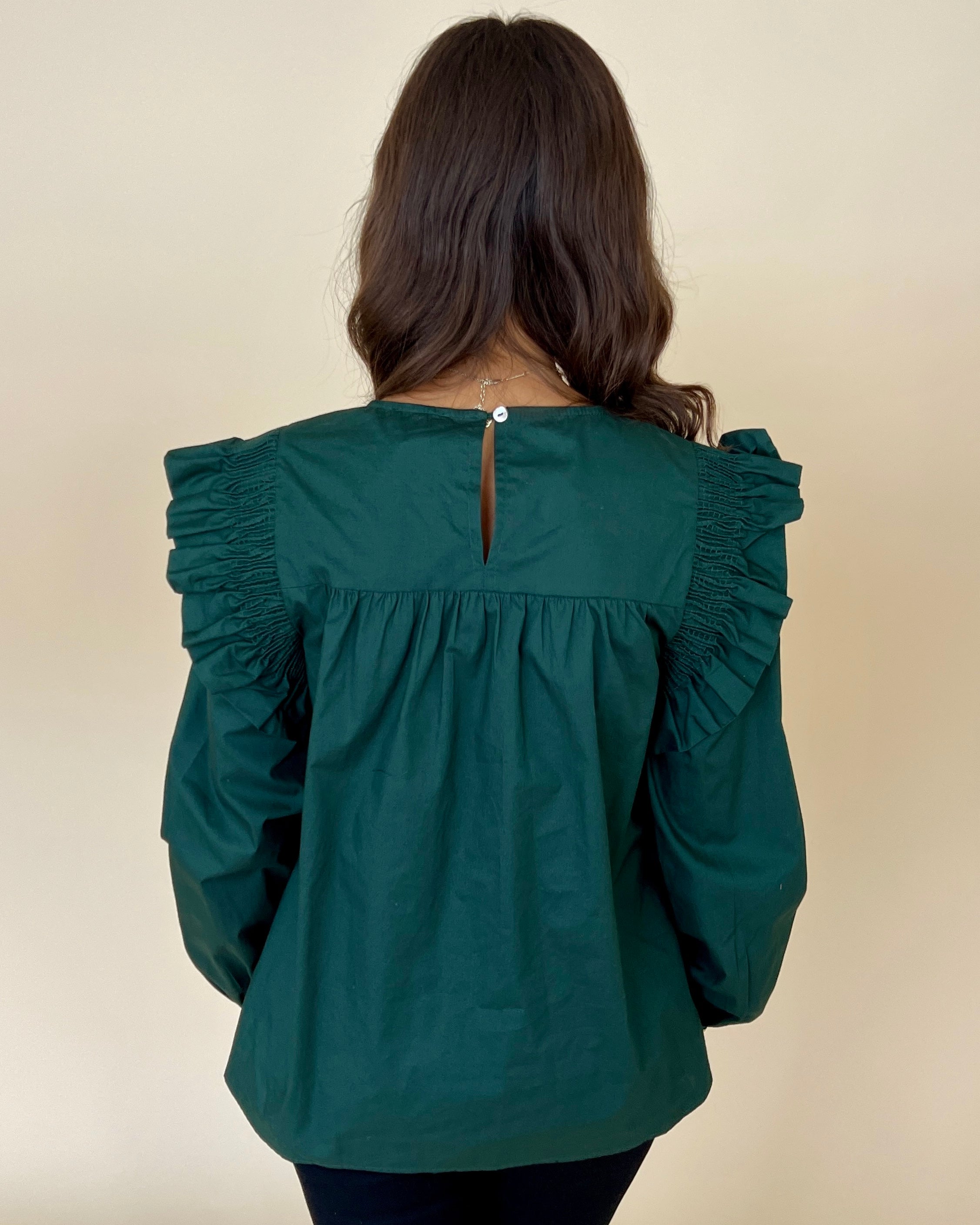 Longing For More Hunter Green Smocked Top-Shop-Womens-Boutique-Clothing