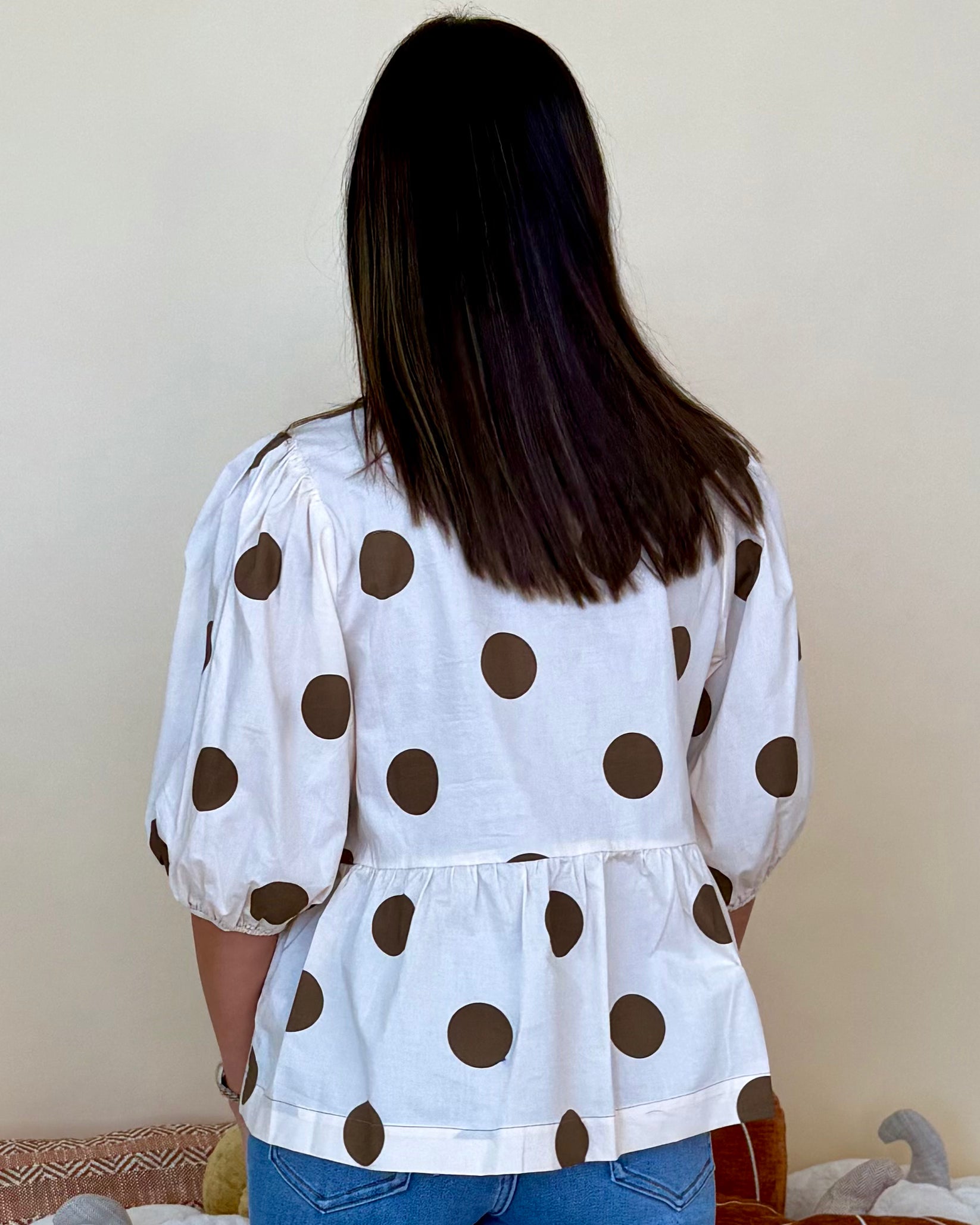 Blissful Smile Brown Polkadot Bow Top-Shop-Womens-Boutique-Clothing