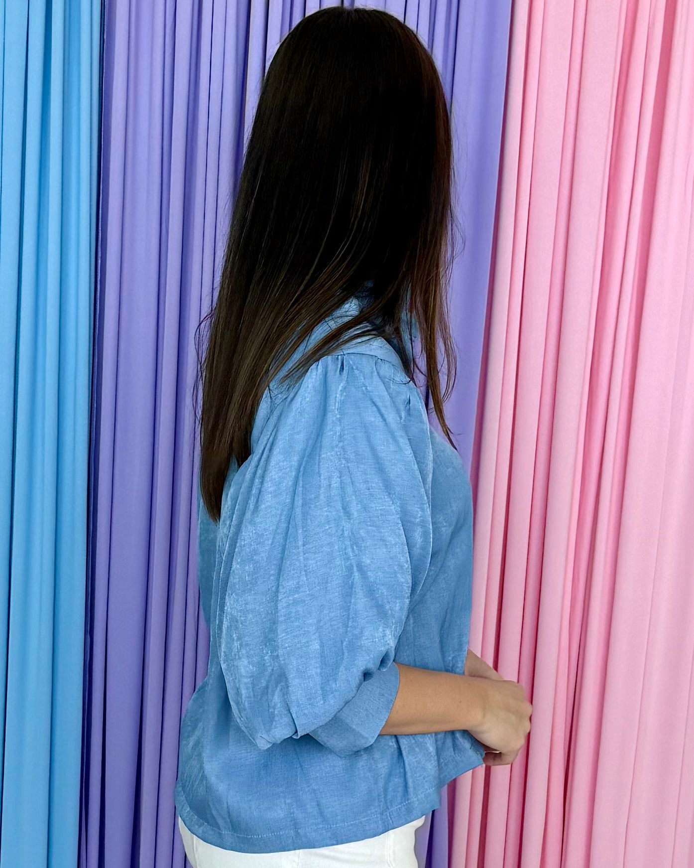 City Bloom Sky Ruffle Top-Shop-Womens-Boutique-Clothing