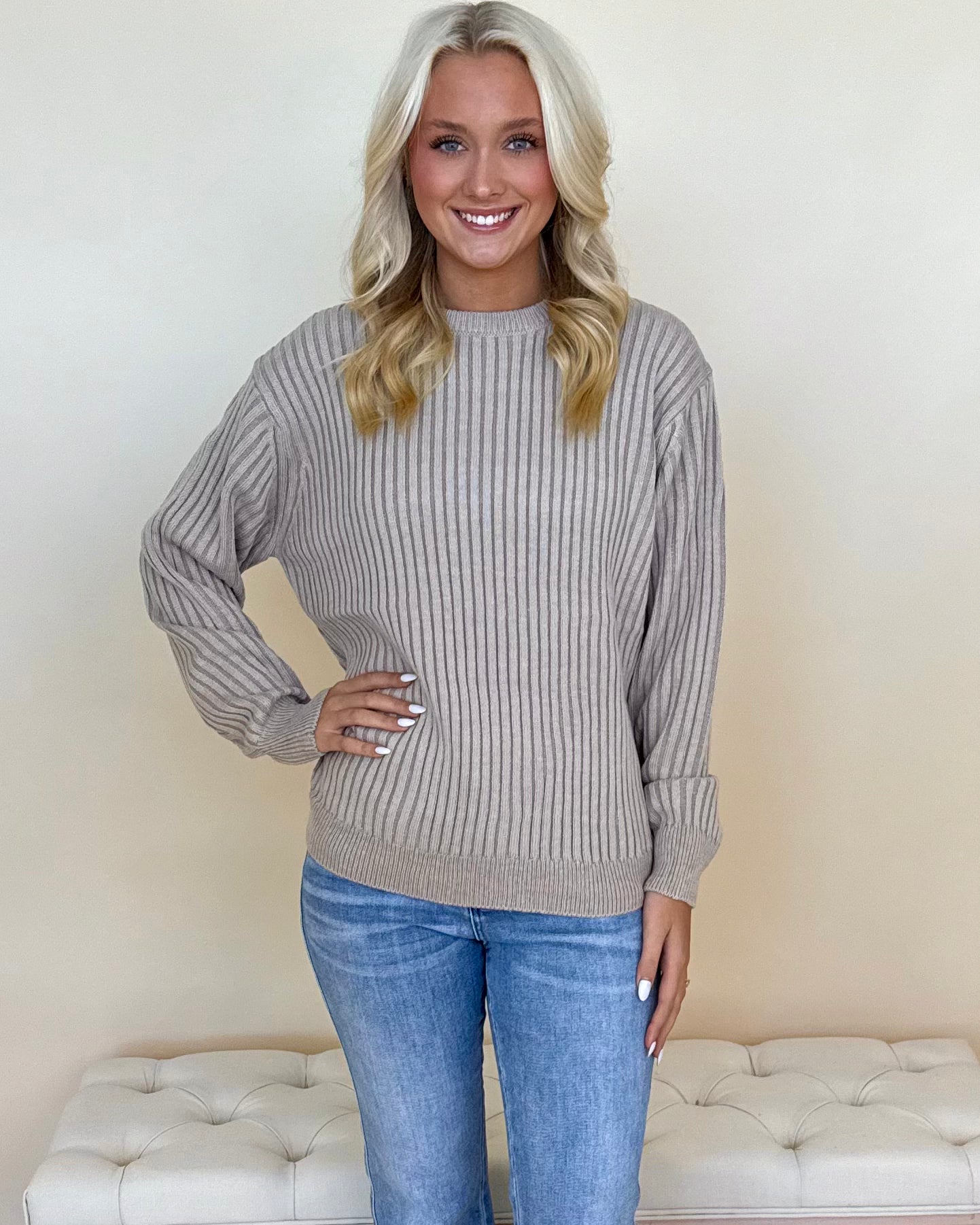 Capture This Lt Mocha Two Tone Sweater-Shop-Womens-Boutique-Clothing