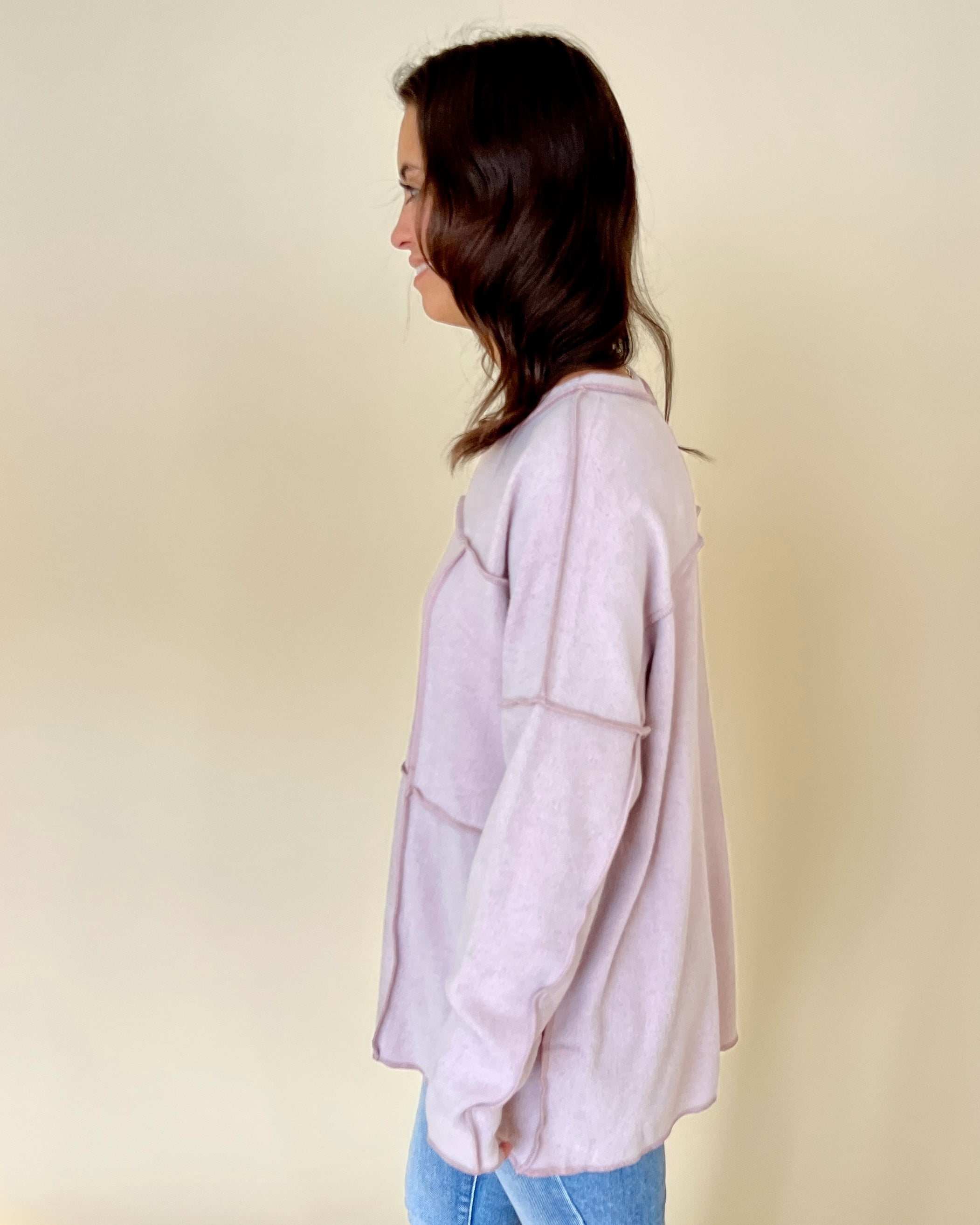 Seeing You Dusty Lavender Brushed Seam Top-Shop-Womens-Boutique-Clothing