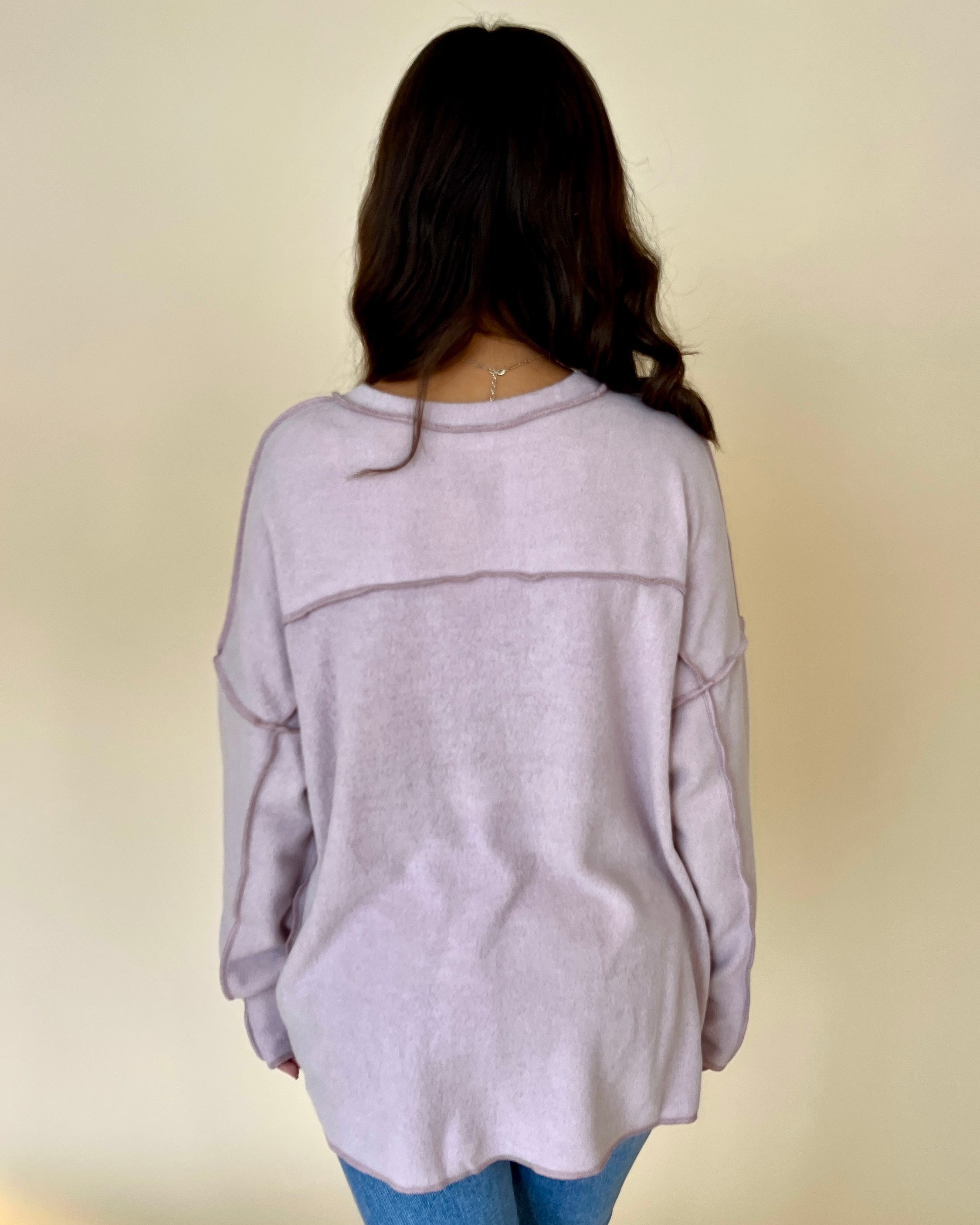 Seeing You Dusty Lavender Brushed Seam Top-Shop-Womens-Boutique-Clothing