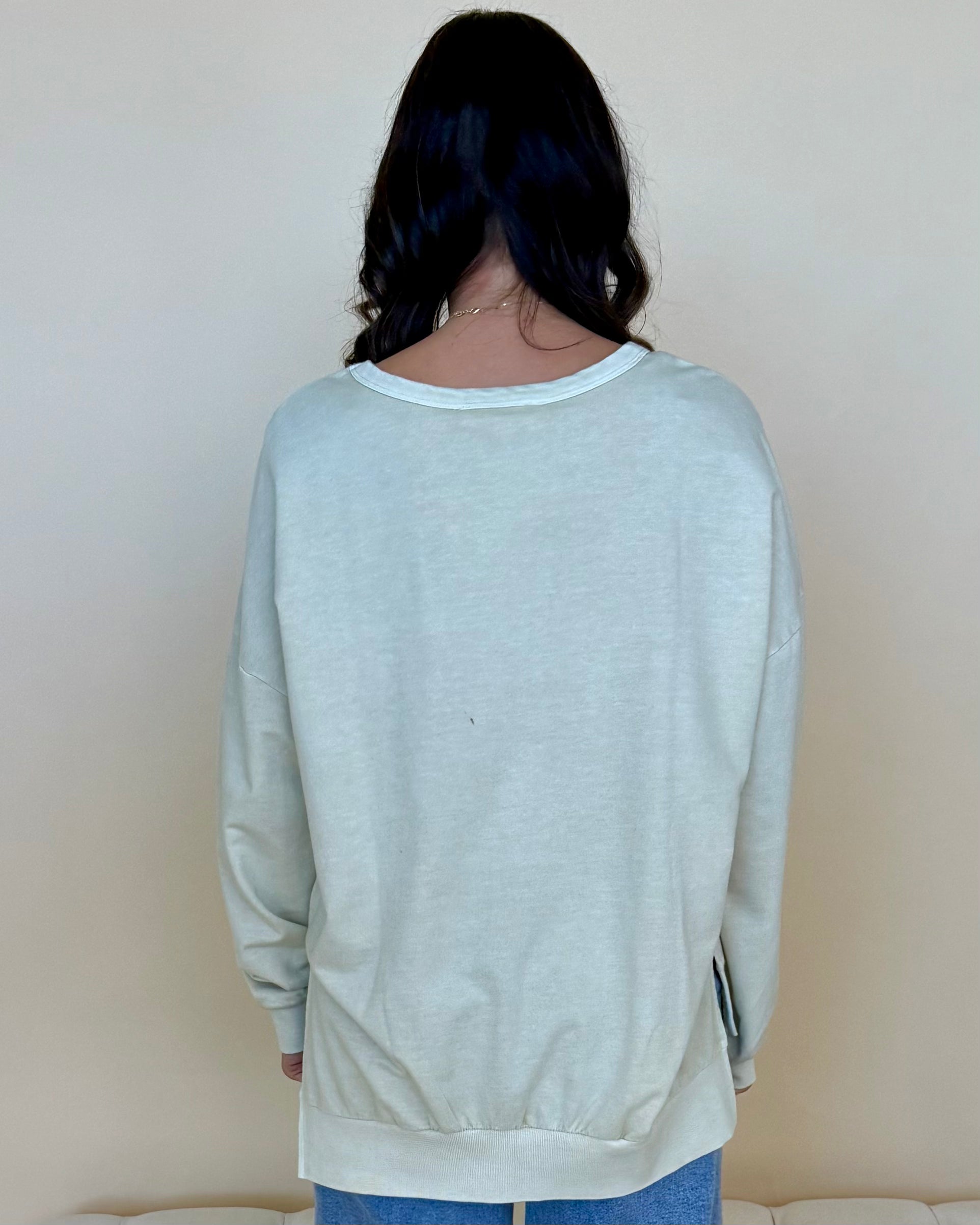 Right Moment Oatmeal Washed Split Top-Shop-Womens-Boutique-Clothing