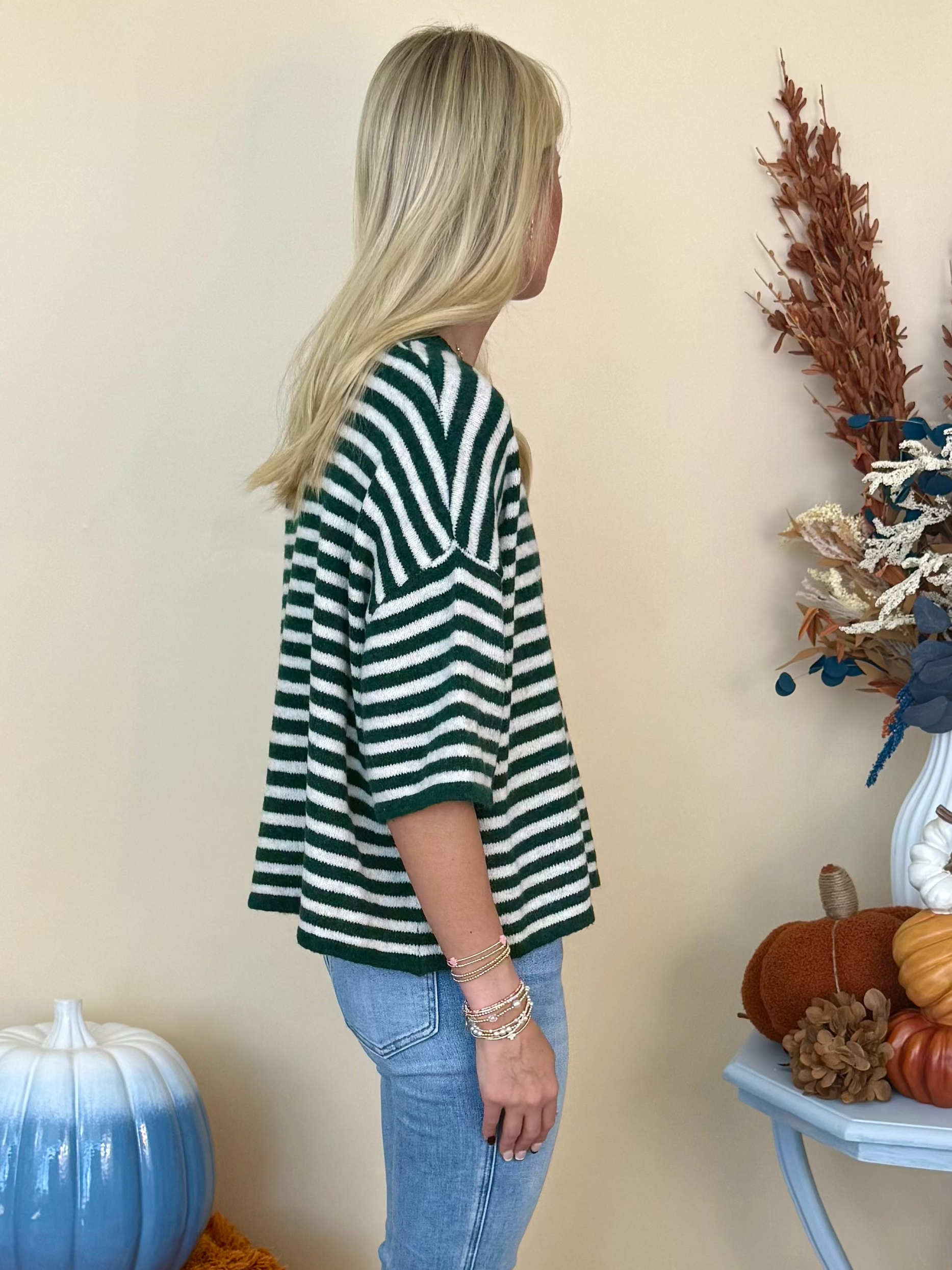 Thoughtfully Made Hunter Striped Short Sleeve Knit Cardigan-Shop-Womens-Boutique-Clothing