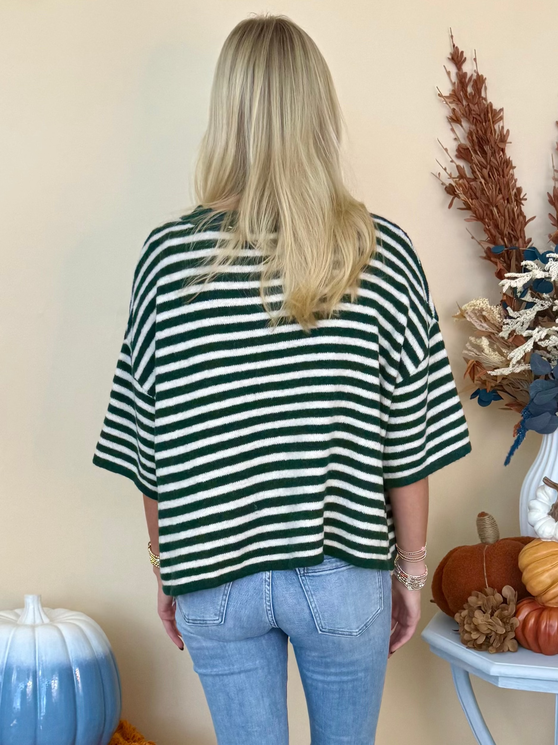 Thoughtfully Made Hunter Striped Short Sleeve Knit Cardigan-Shop-Womens-Boutique-Clothing