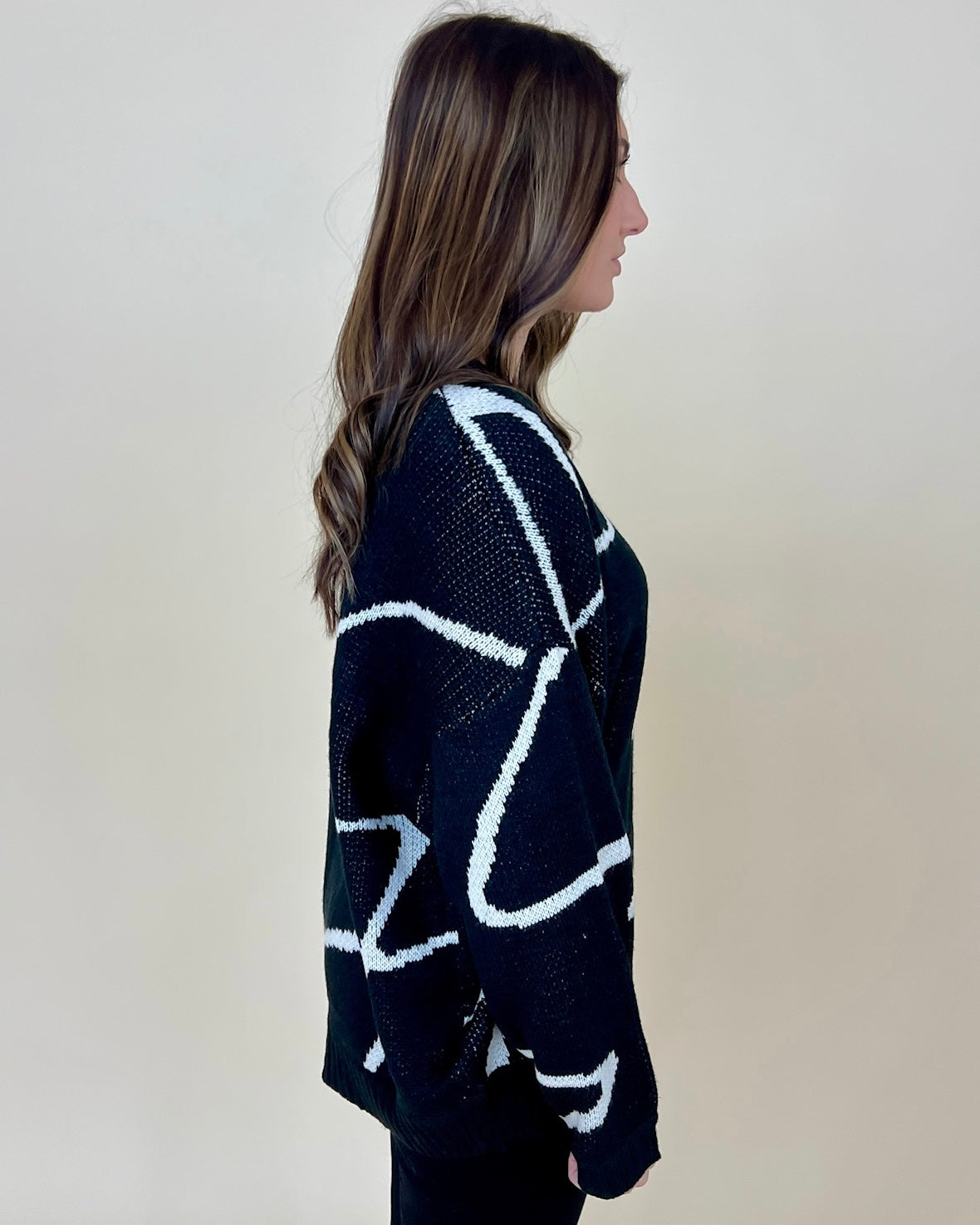 Follow My Step Black-Cream Abstract Sweater-Shop-Womens-Boutique-Clothing