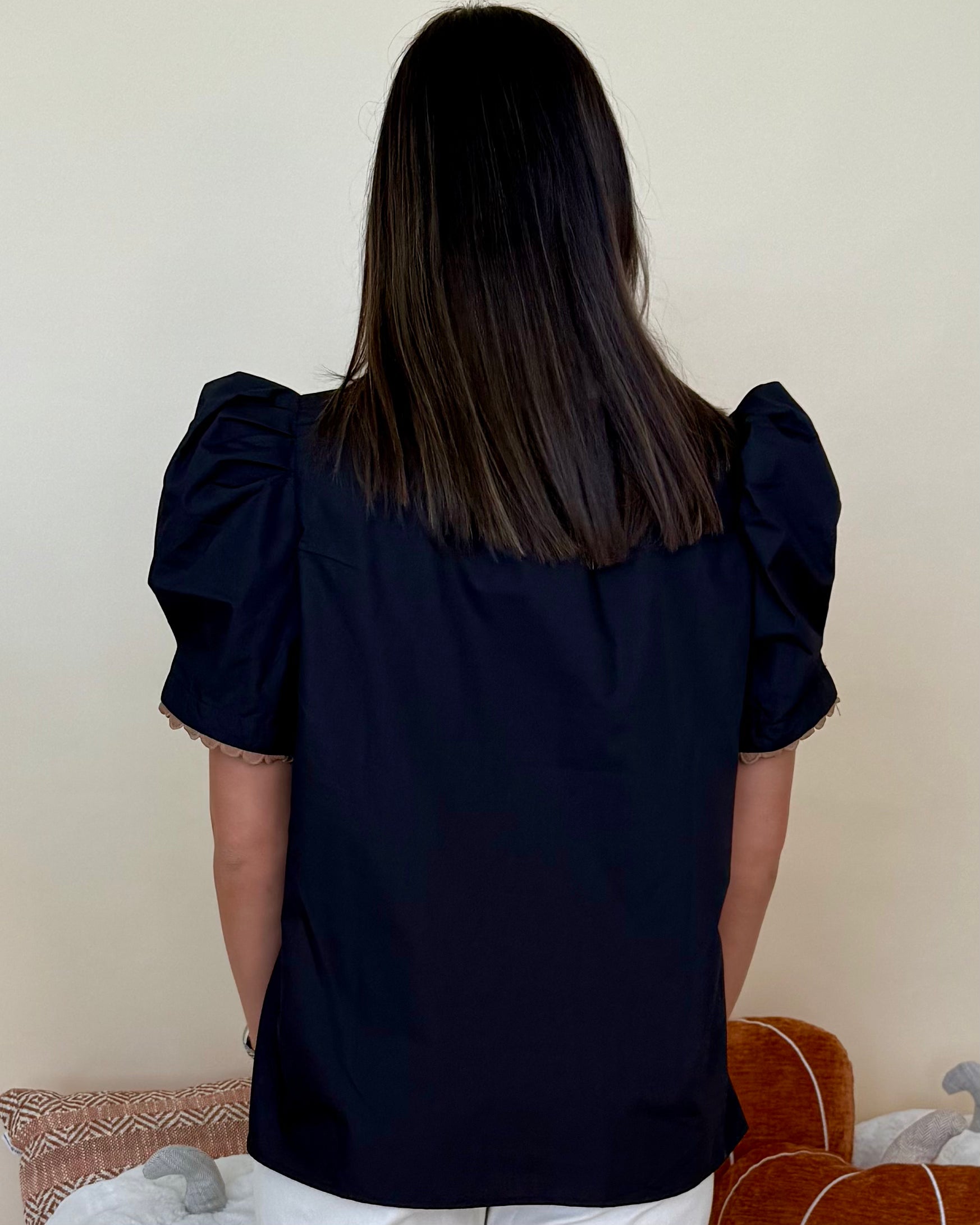 Better Together Black Scallop Yoke Top-Shop-Womens-Boutique-Clothing