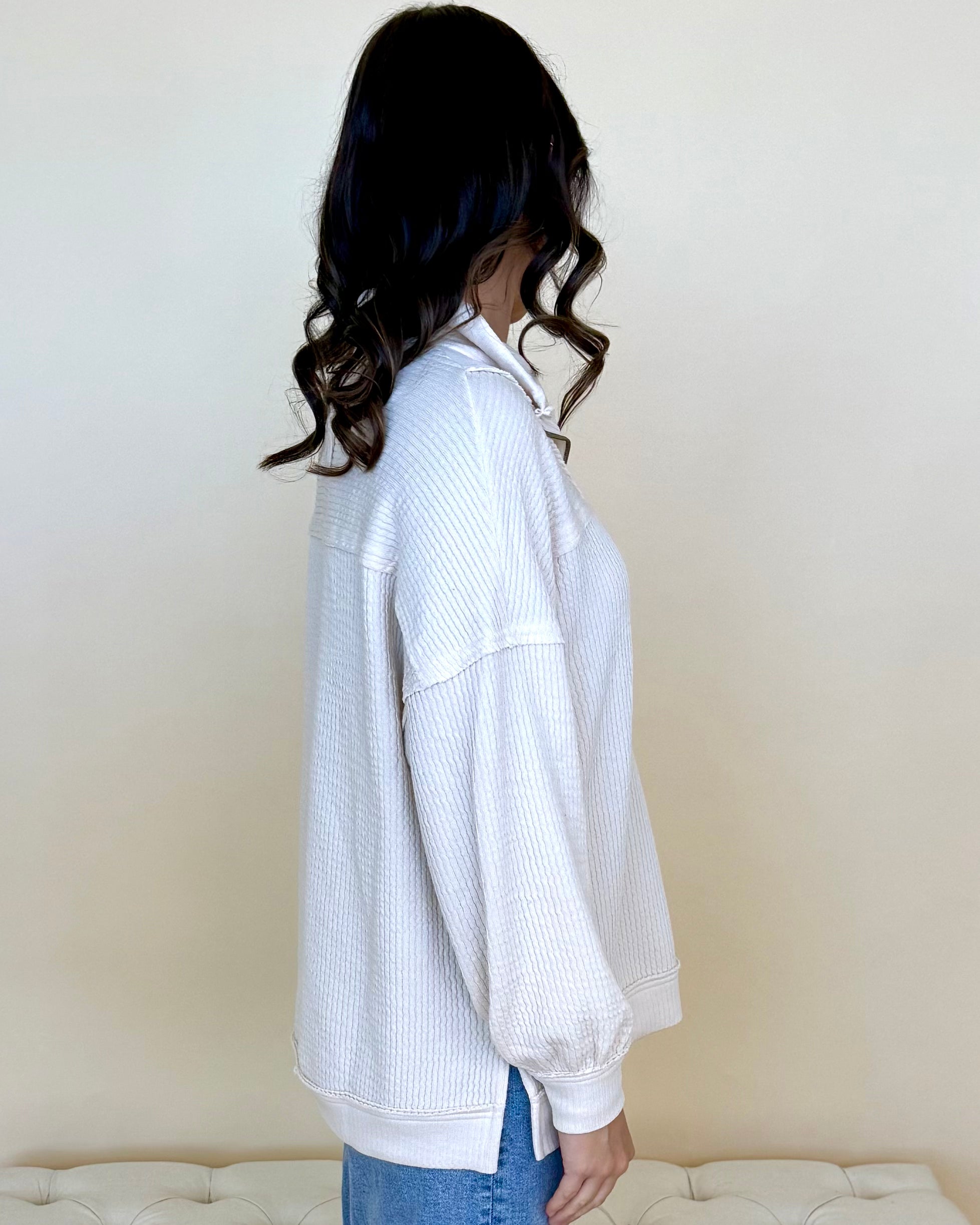 Chilly Days Cream Zip Waffle Top-Shop-Womens-Boutique-Clothing