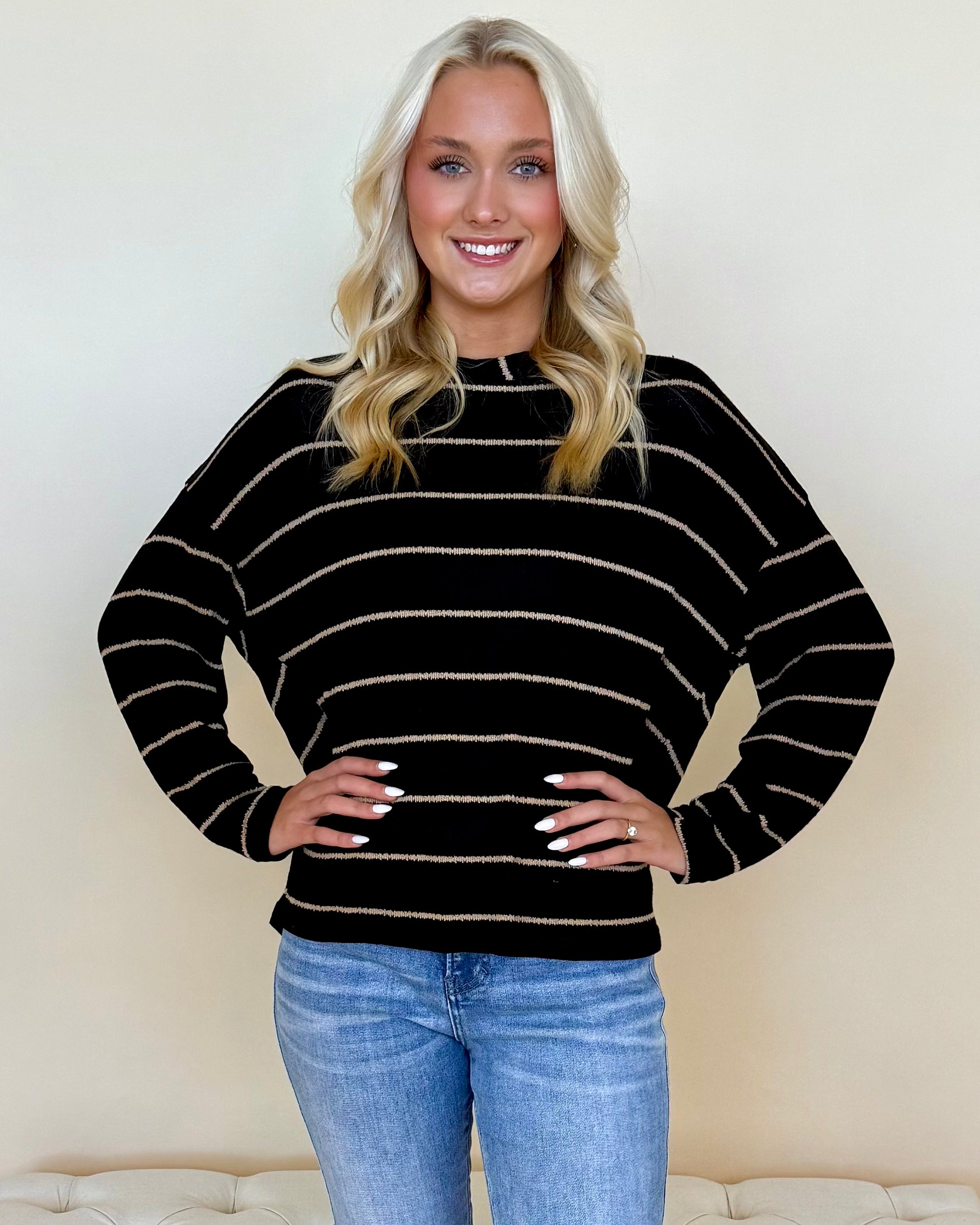 Meaning More Black Striped Top-Shop-Womens-Boutique-Clothing