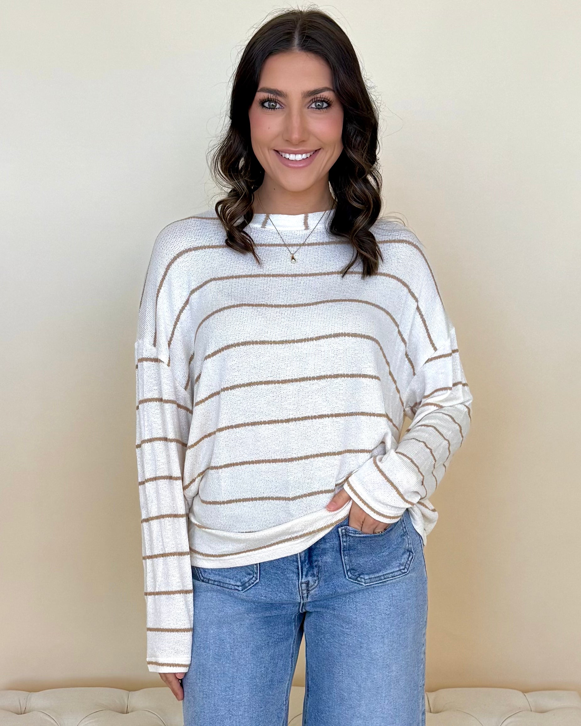 Meaning More Cream Striped Top-Shop-Womens-Boutique-Clothing
