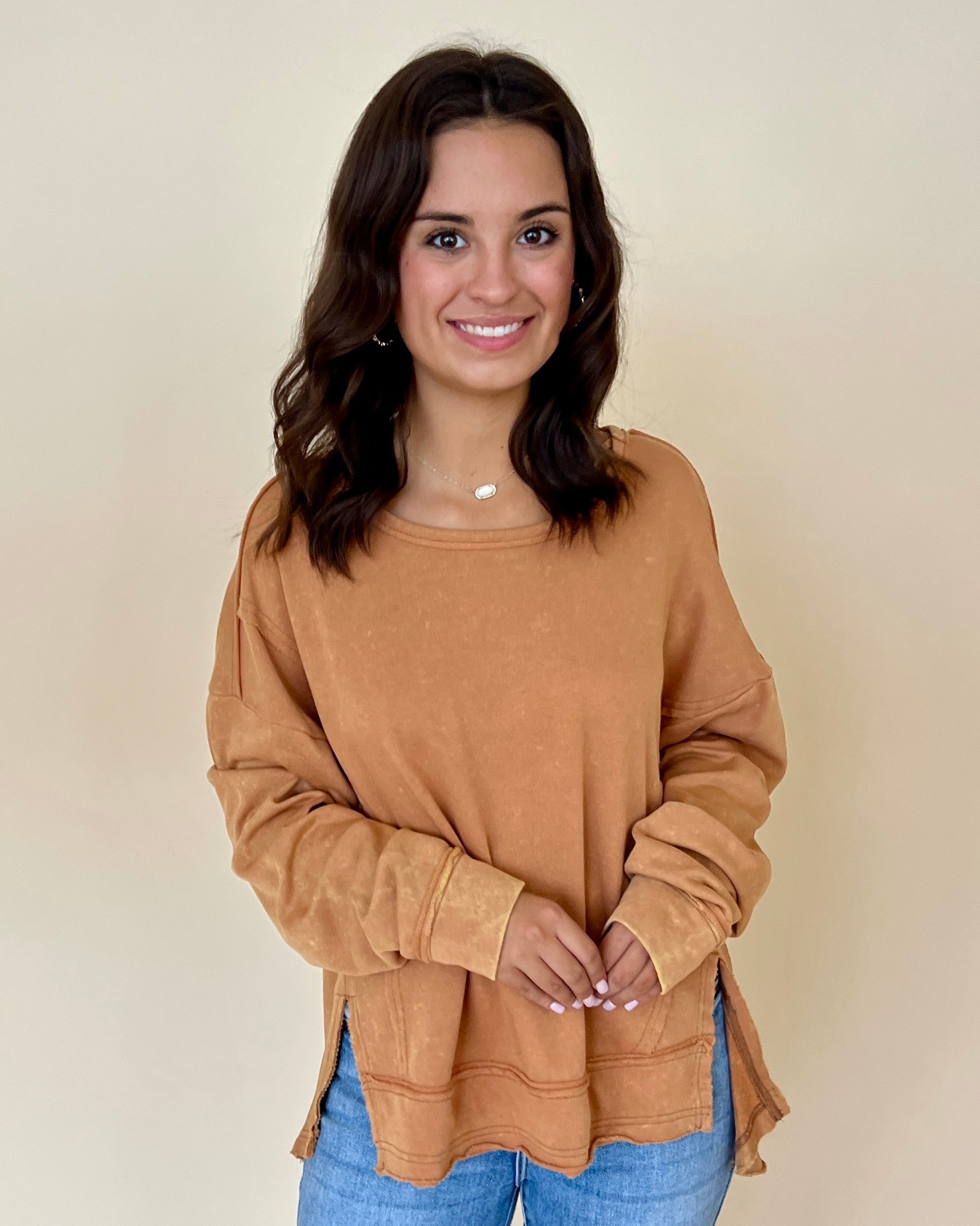 Nothing To Do Beige Mineral Washed Top-Shop-Womens-Boutique-Clothing