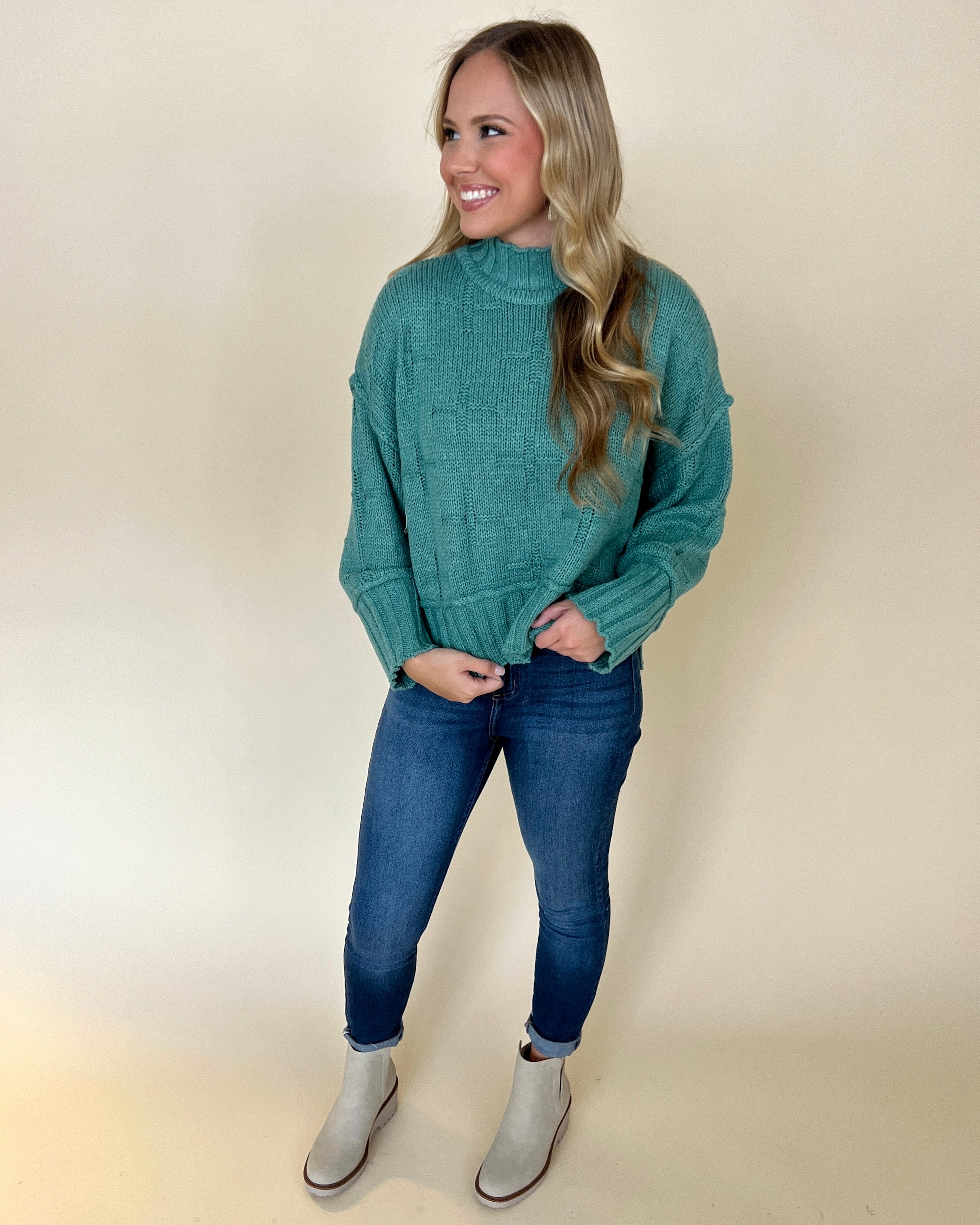 Stay On Sage Design Knitted Sweater-Shop-Womens-Boutique-Clothing