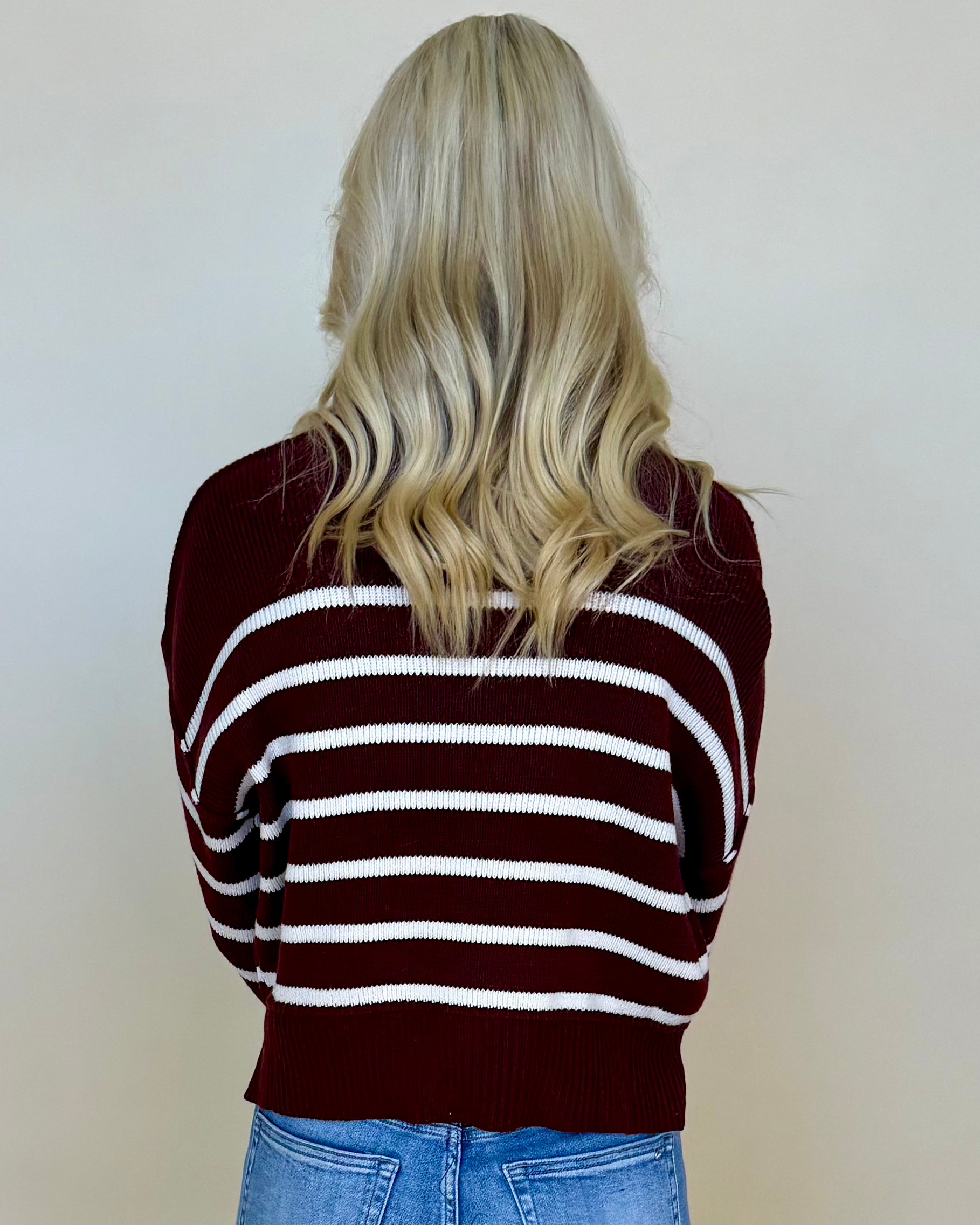 Rewrite Stories Oxblood Striped Mock Sweater-Shop-Womens-Boutique-Clothing