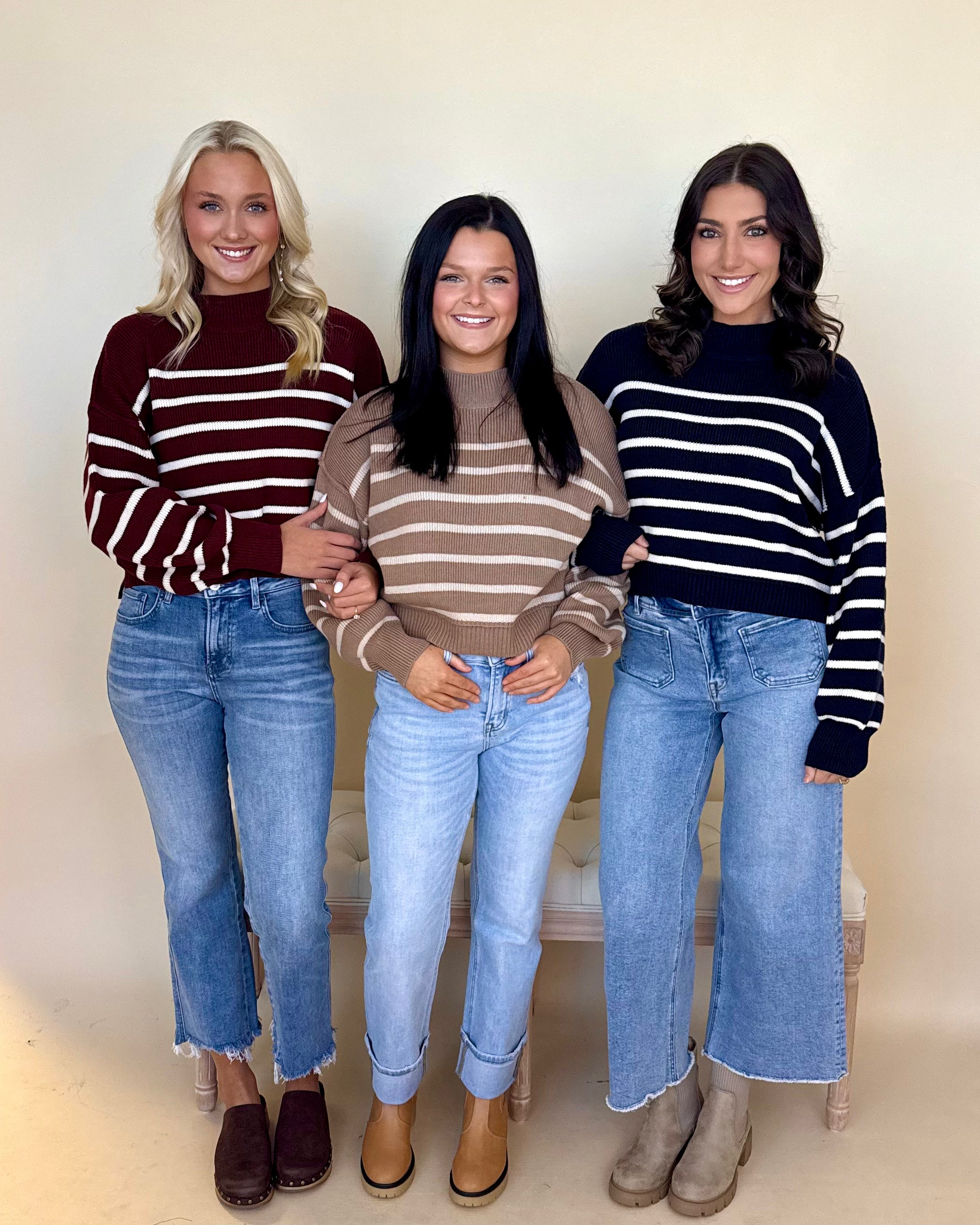 Rewrite Stories Oxblood Striped Mock Sweater-Shop-Womens-Boutique-Clothing