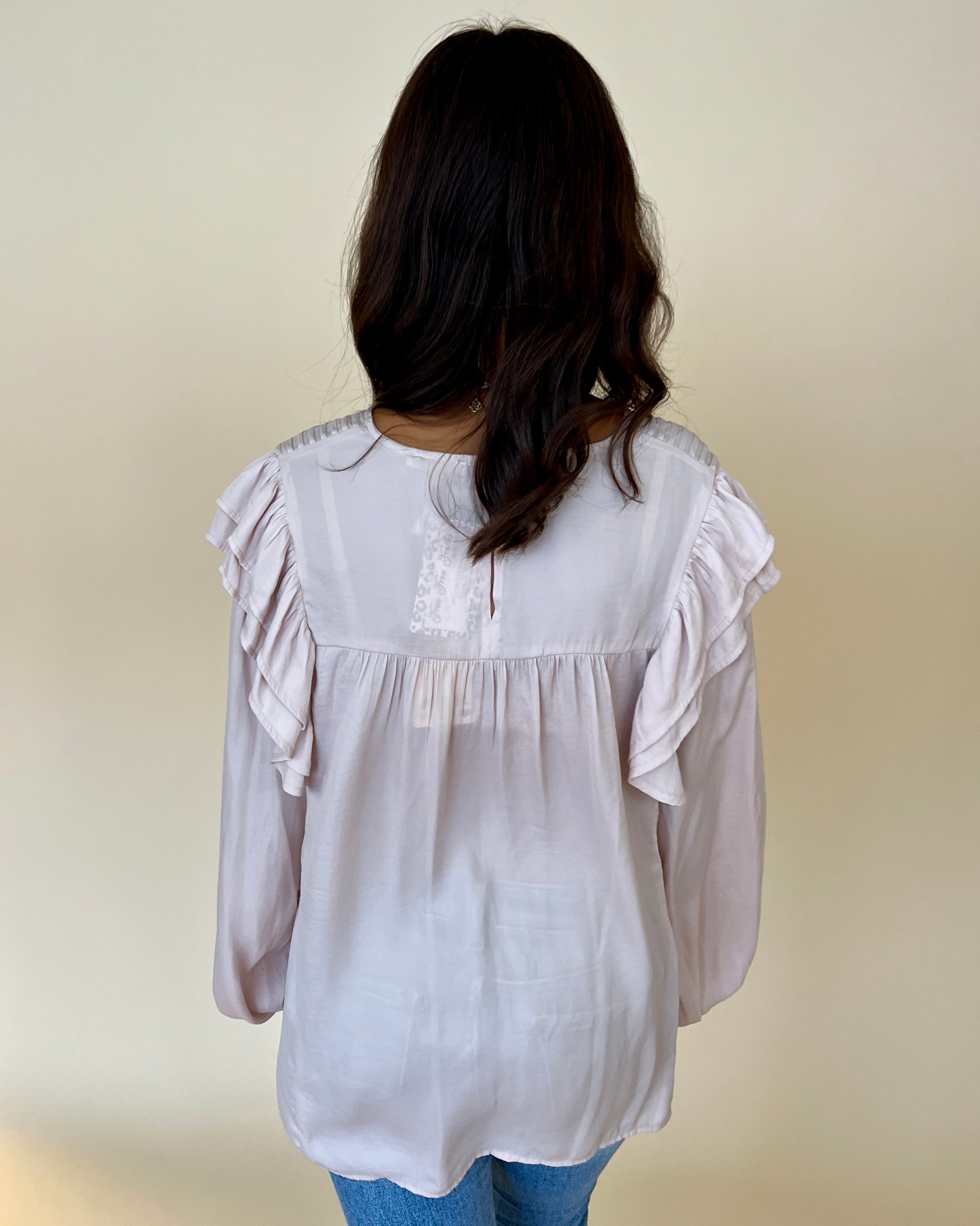 Sending Love Champagne Pin-tuck Ruffle Top-Shop-Womens-Boutique-Clothing