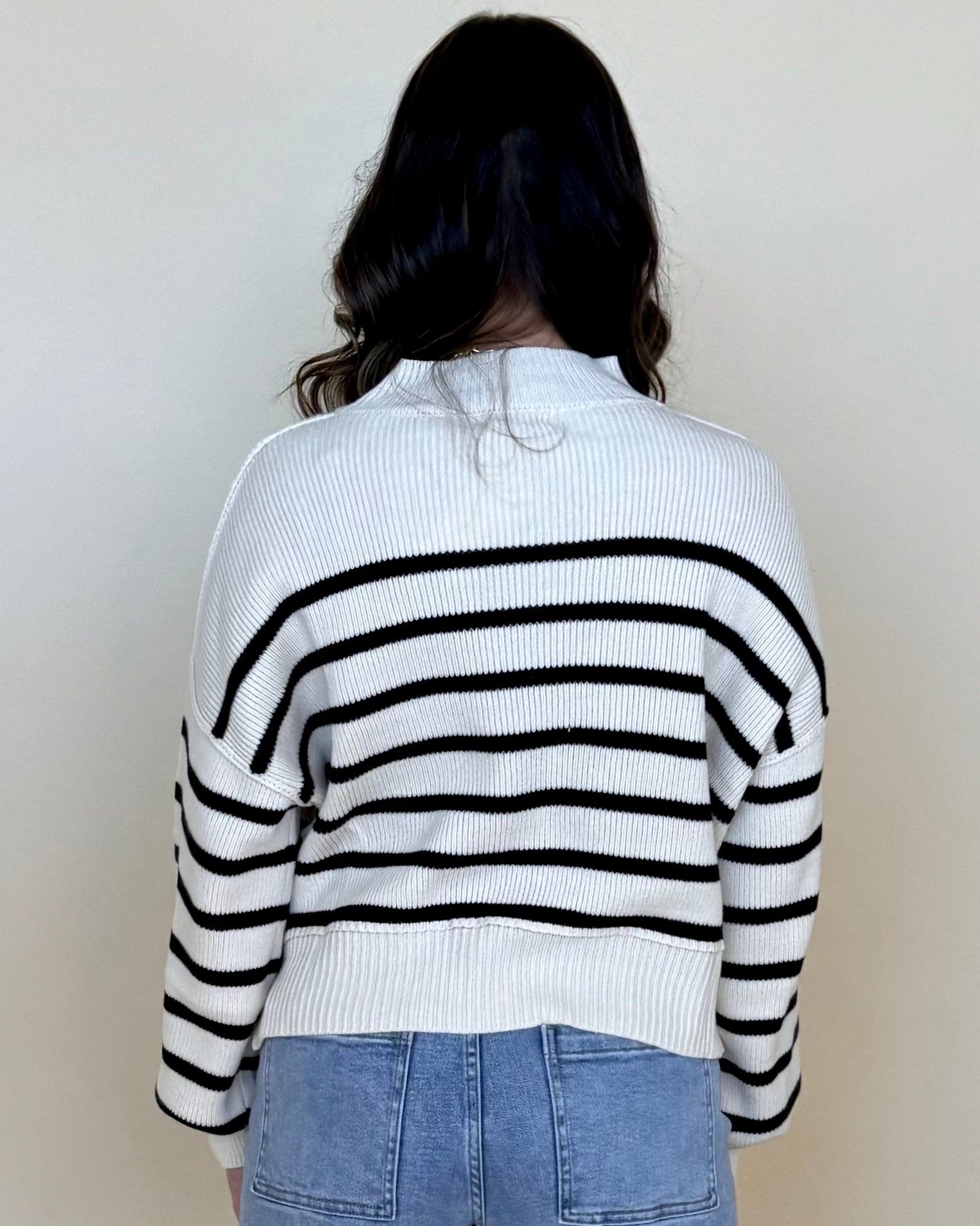 Rewrite Stories Ivory Striped Mock Sweater-Shop-Womens-Boutique-Clothing