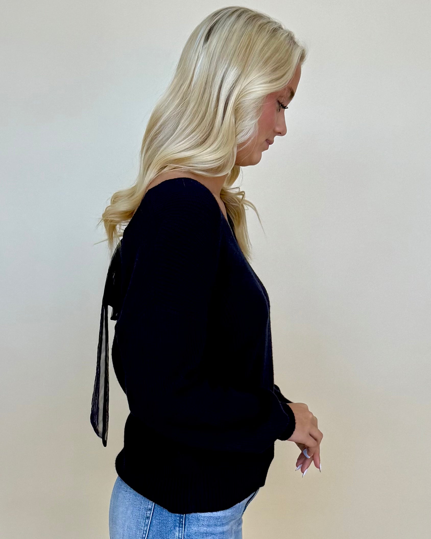 Love Search Navy Back Bow Sweater-Shop-Womens-Boutique-Clothing