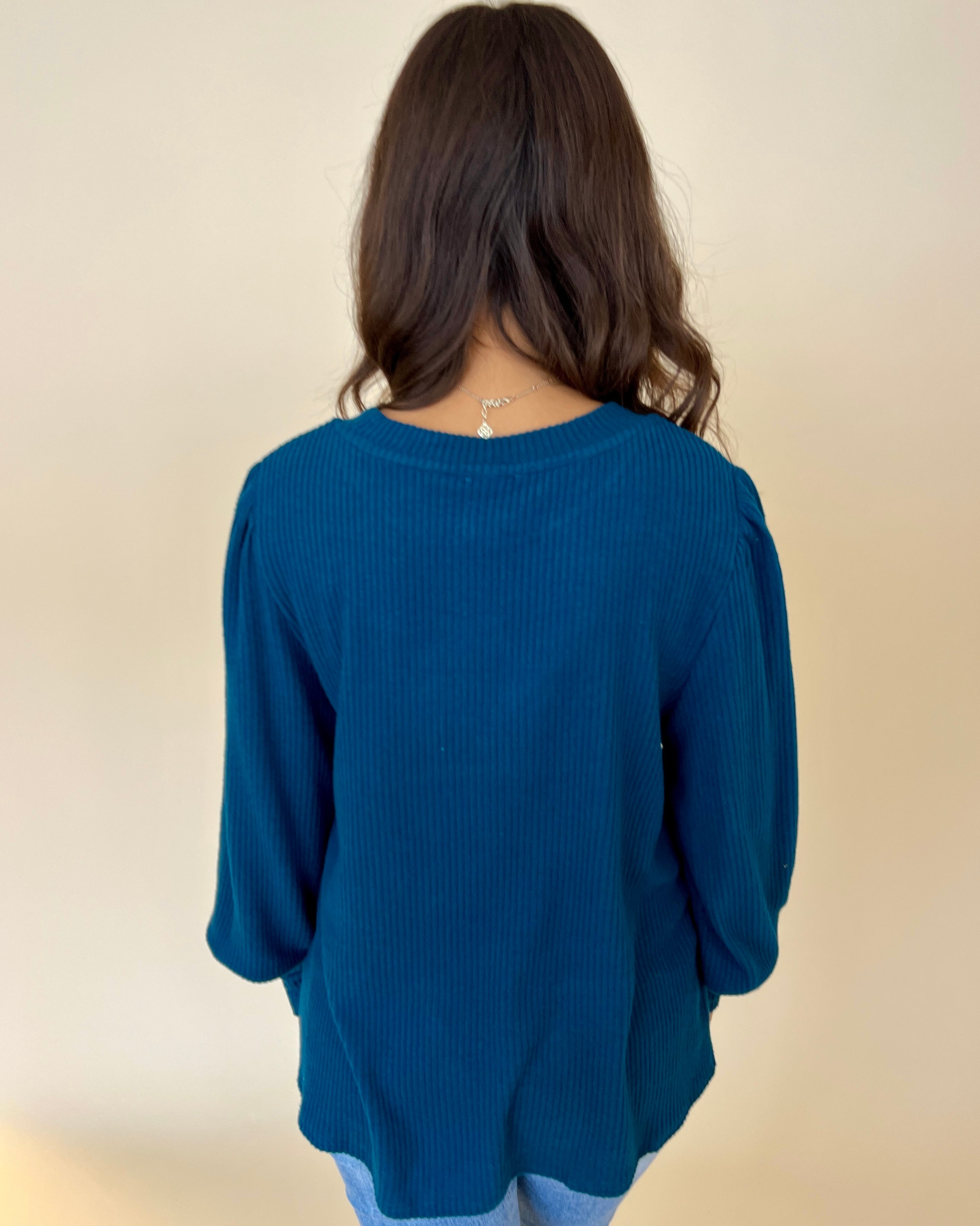 Perfect Together Teal Rib Puff Sleeve Top-Shop-Womens-Boutique-Clothing