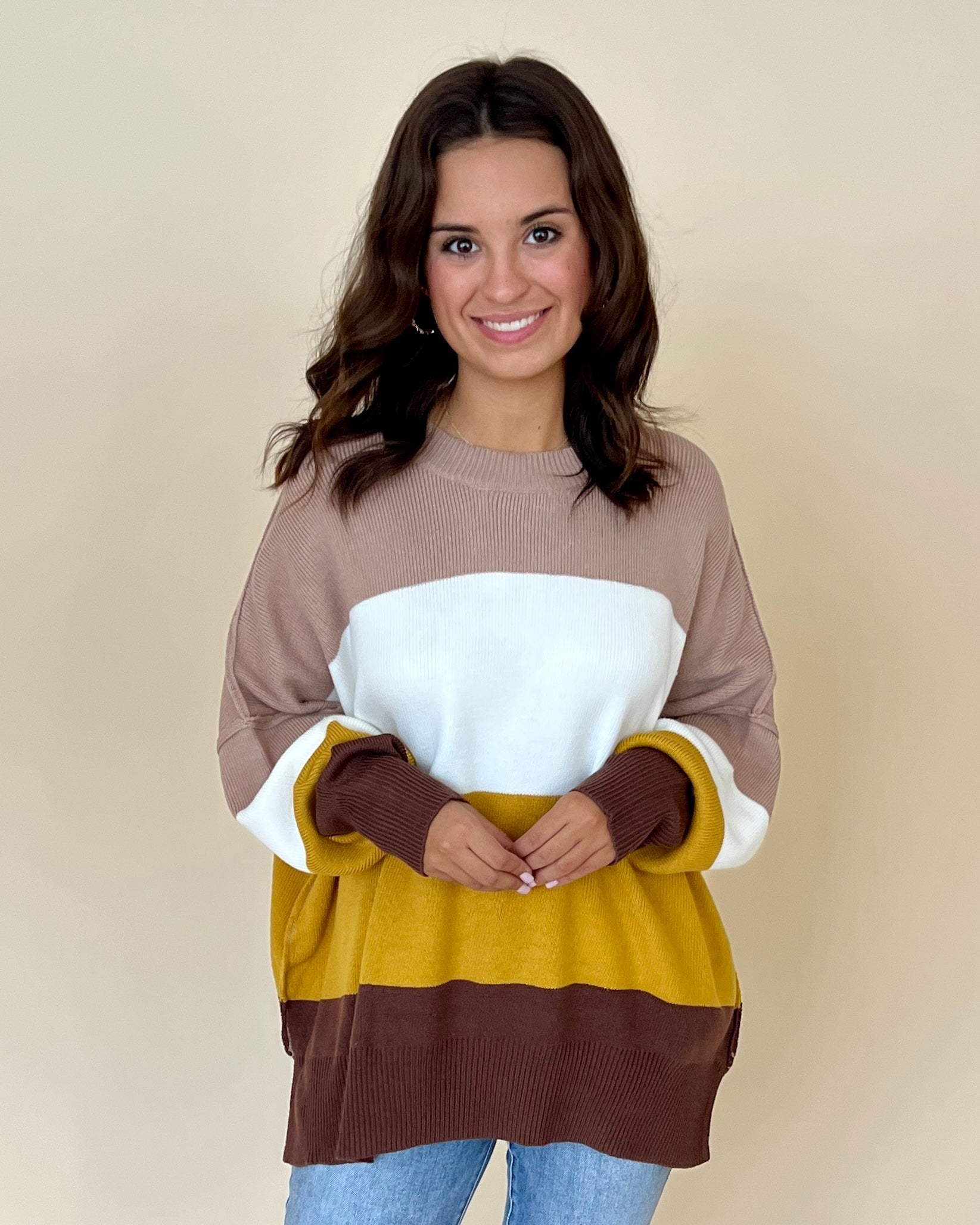 One Last Chance Brown Striped Sweater-Shop-Womens-Boutique-Clothing