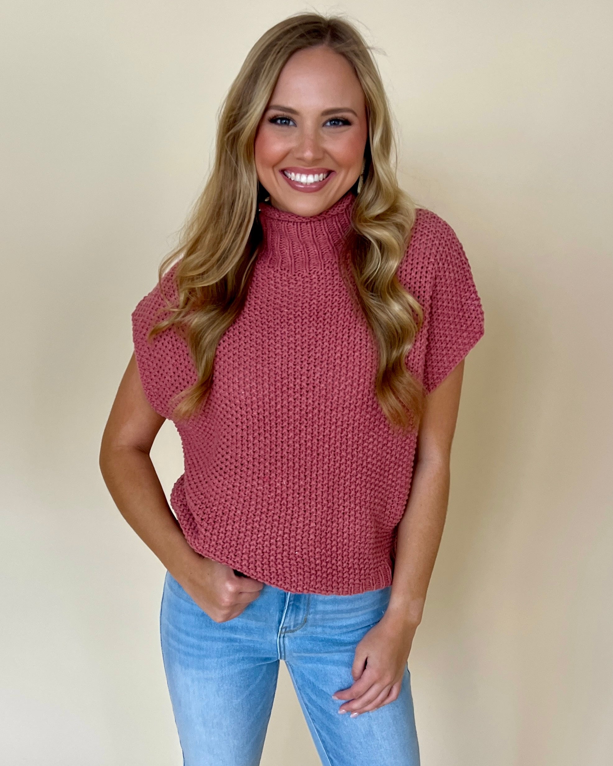 Long Term Marsala Sleeveless Sweater Top-Shop-Womens-Boutique-Clothing