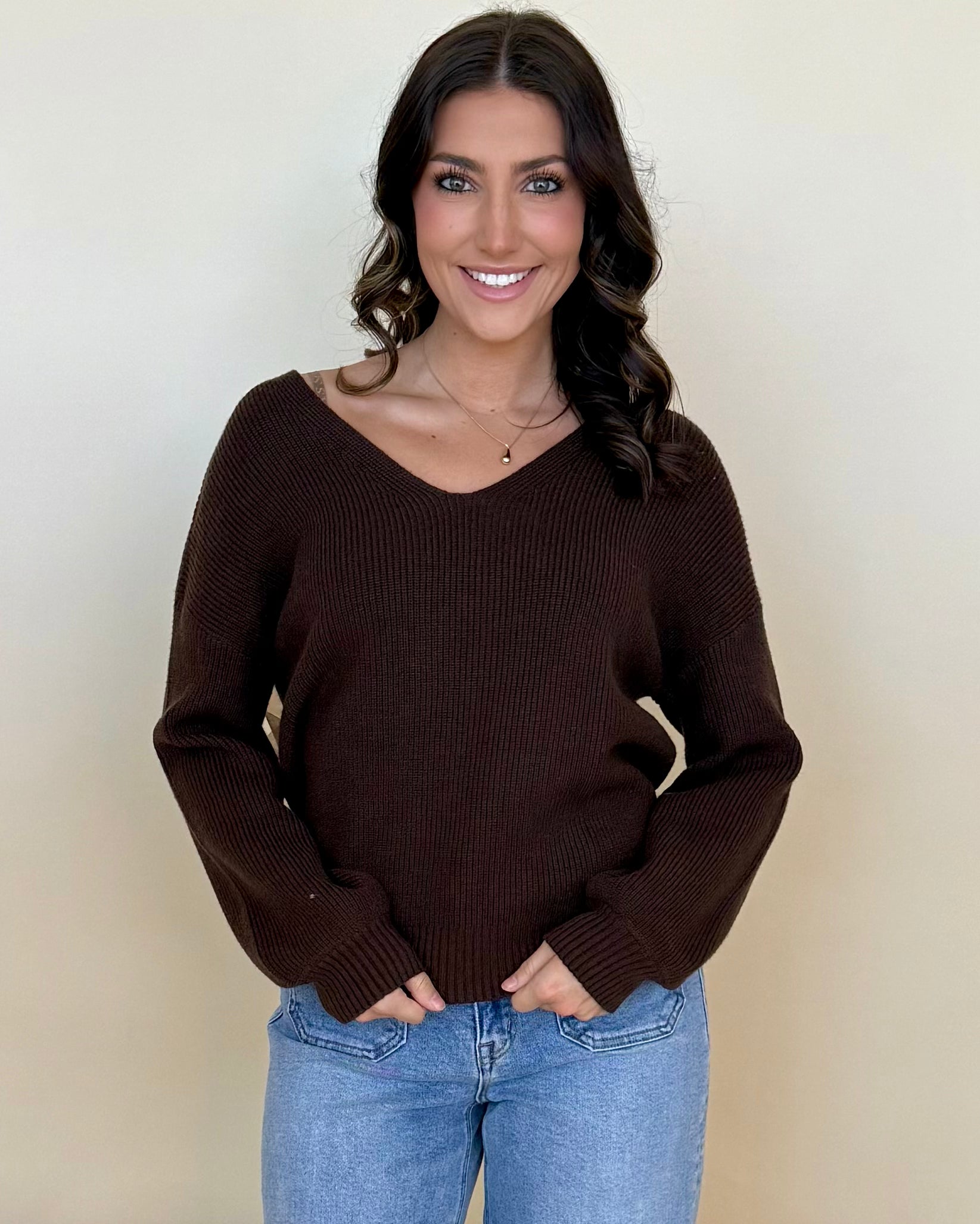 Love Search Brown Back Bow Sweater-Shop-Womens-Boutique-Clothing