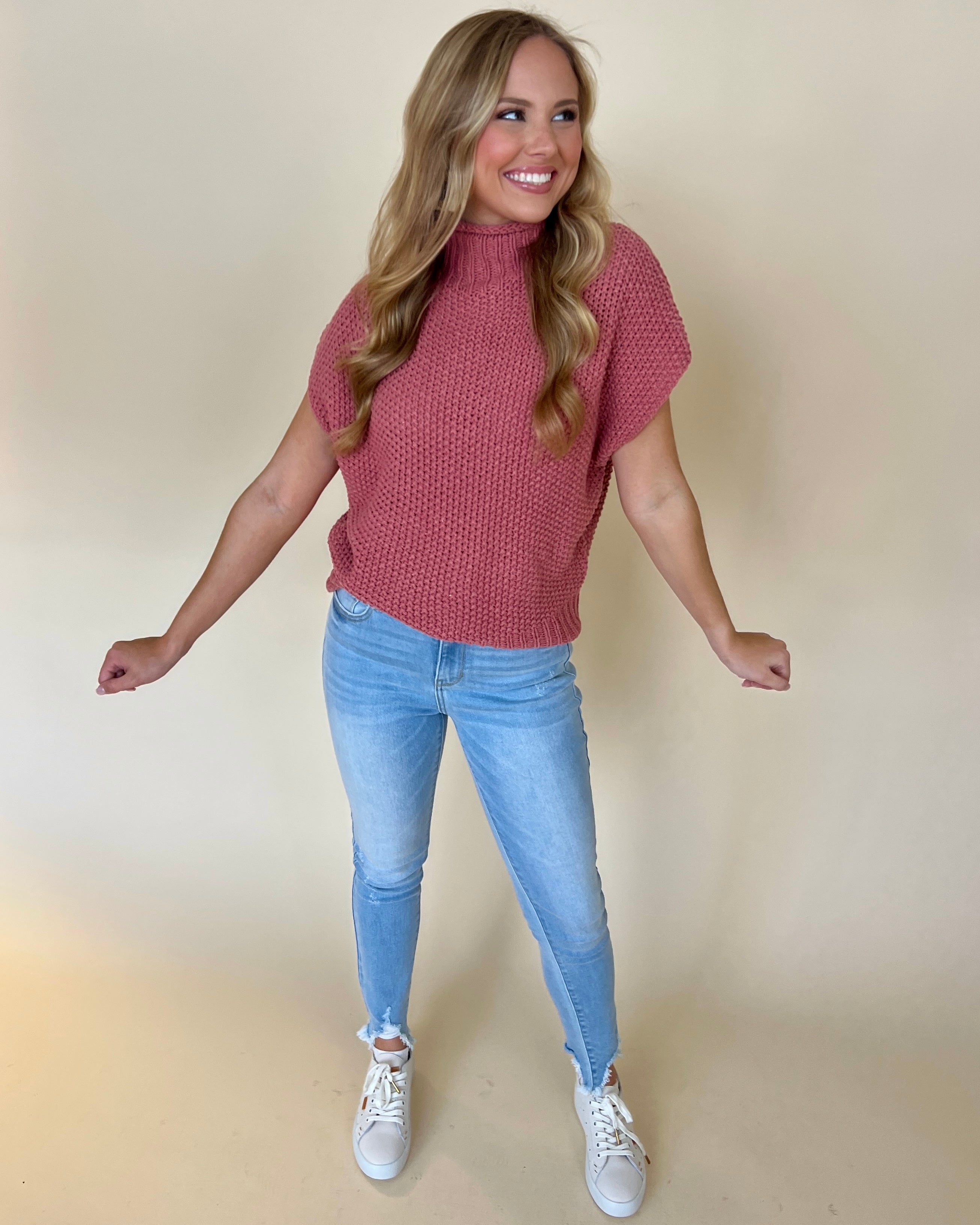 Long Term Marsala Sleeveless Sweater Top-Shop-Womens-Boutique-Clothing
