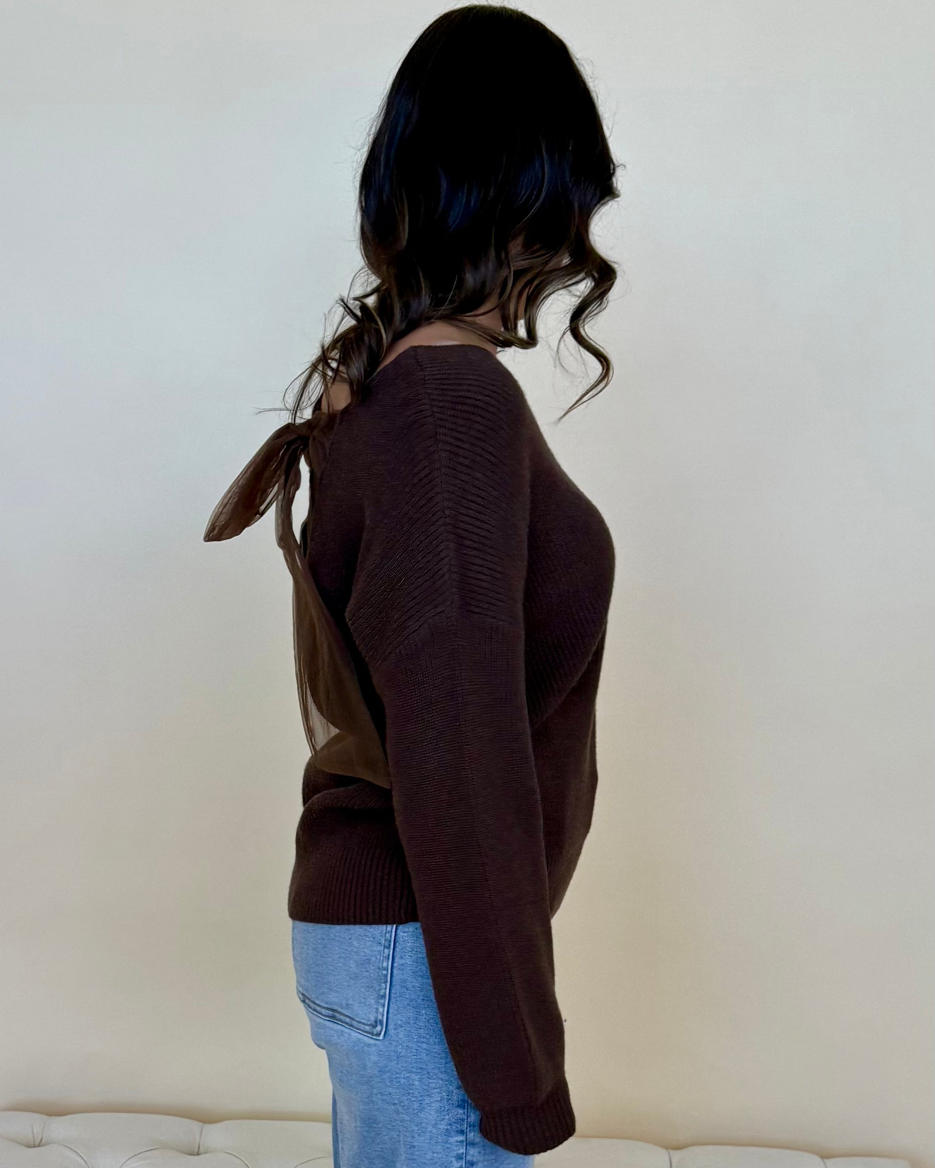 Love Search Brown Back Bow Sweater-Shop-Womens-Boutique-Clothing