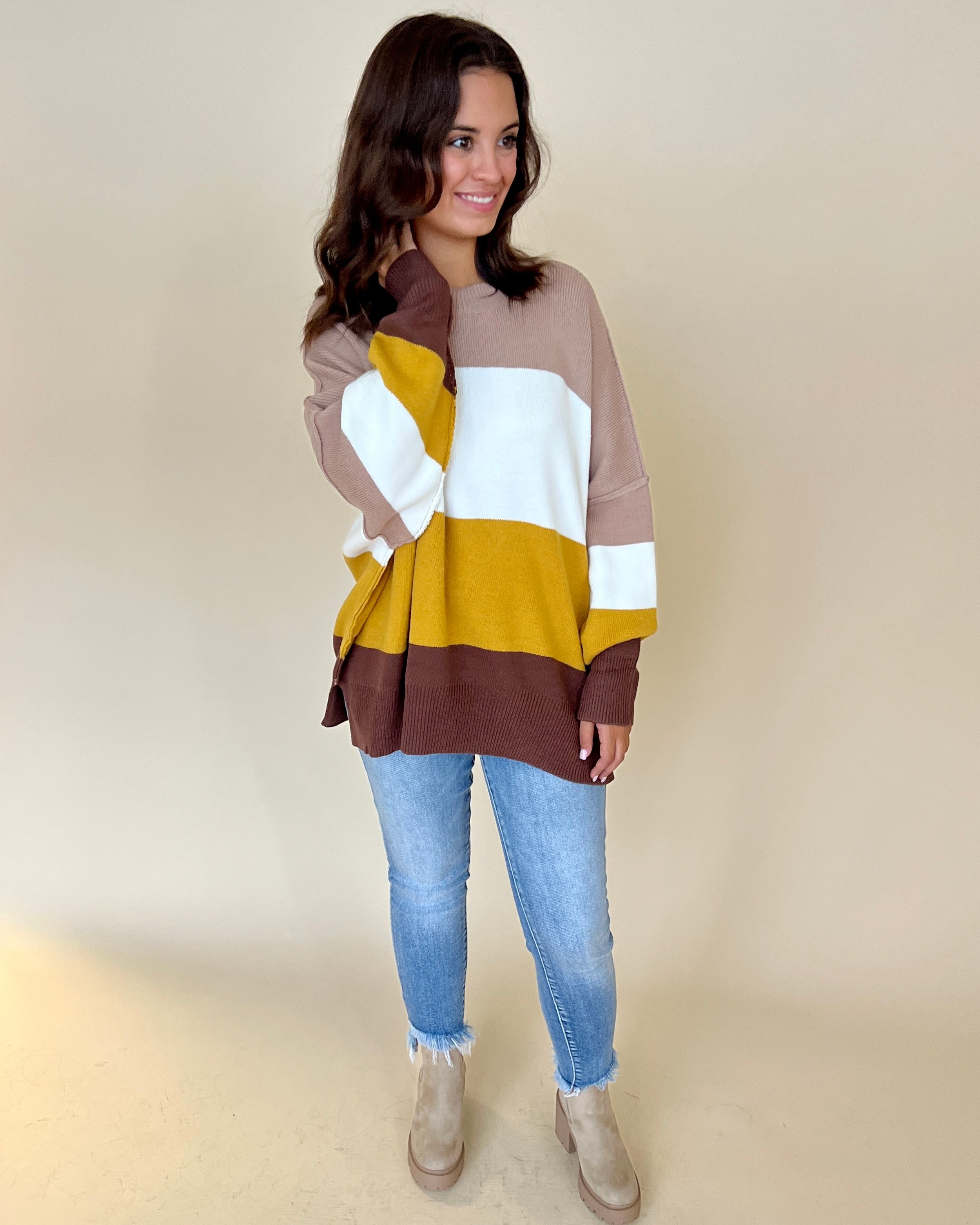 One Last Chance Brown Striped Sweater-Shop-Womens-Boutique-Clothing