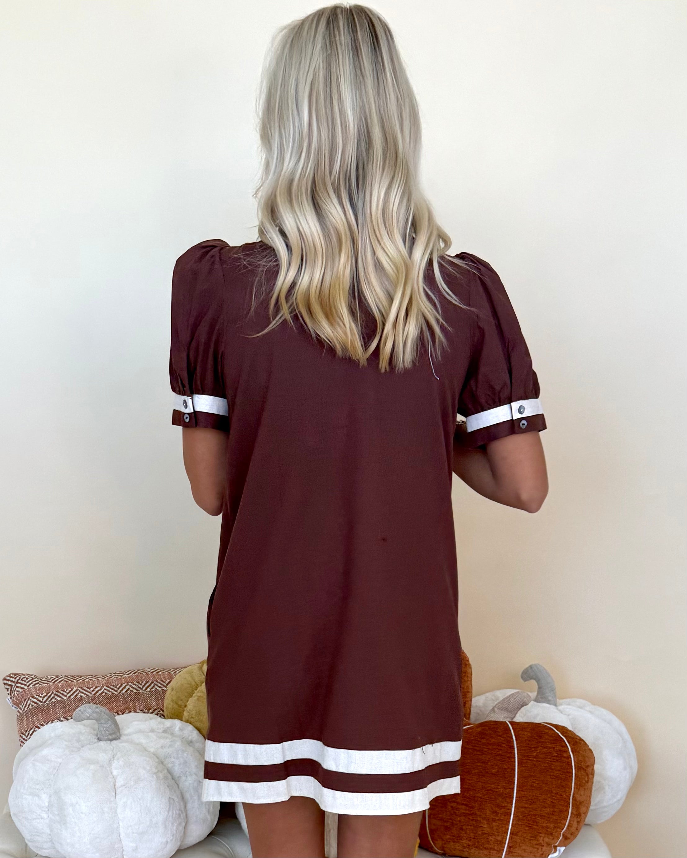 Grow Together Brown Striped Linen Dress-Shop-Womens-Boutique-Clothing