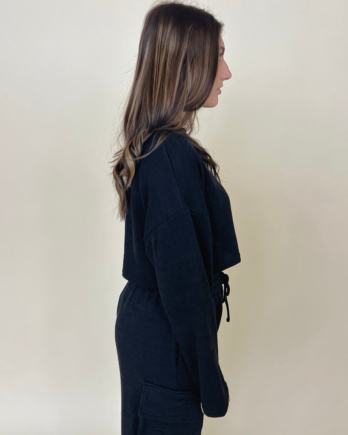 Chasin' You Black Rib Cropped Top-Shop-Womens-Boutique-Clothing