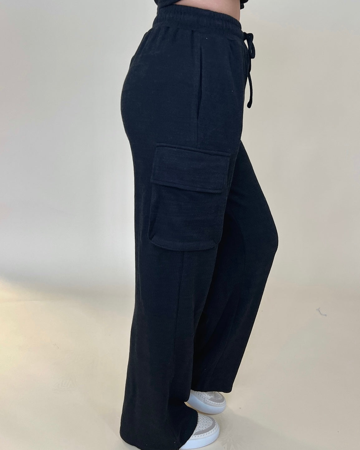 Chasin' You Black Rib Cargo Pants-Shop-Womens-Boutique-Clothing