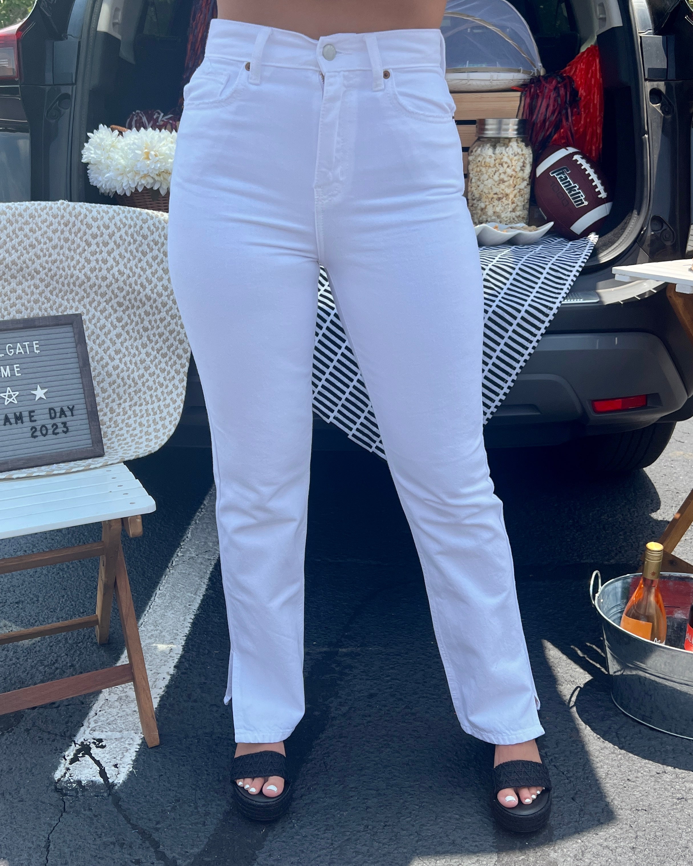 Time To Waste White Full Length High Rise Straight Jeans-Shop-Womens-Boutique-Clothing