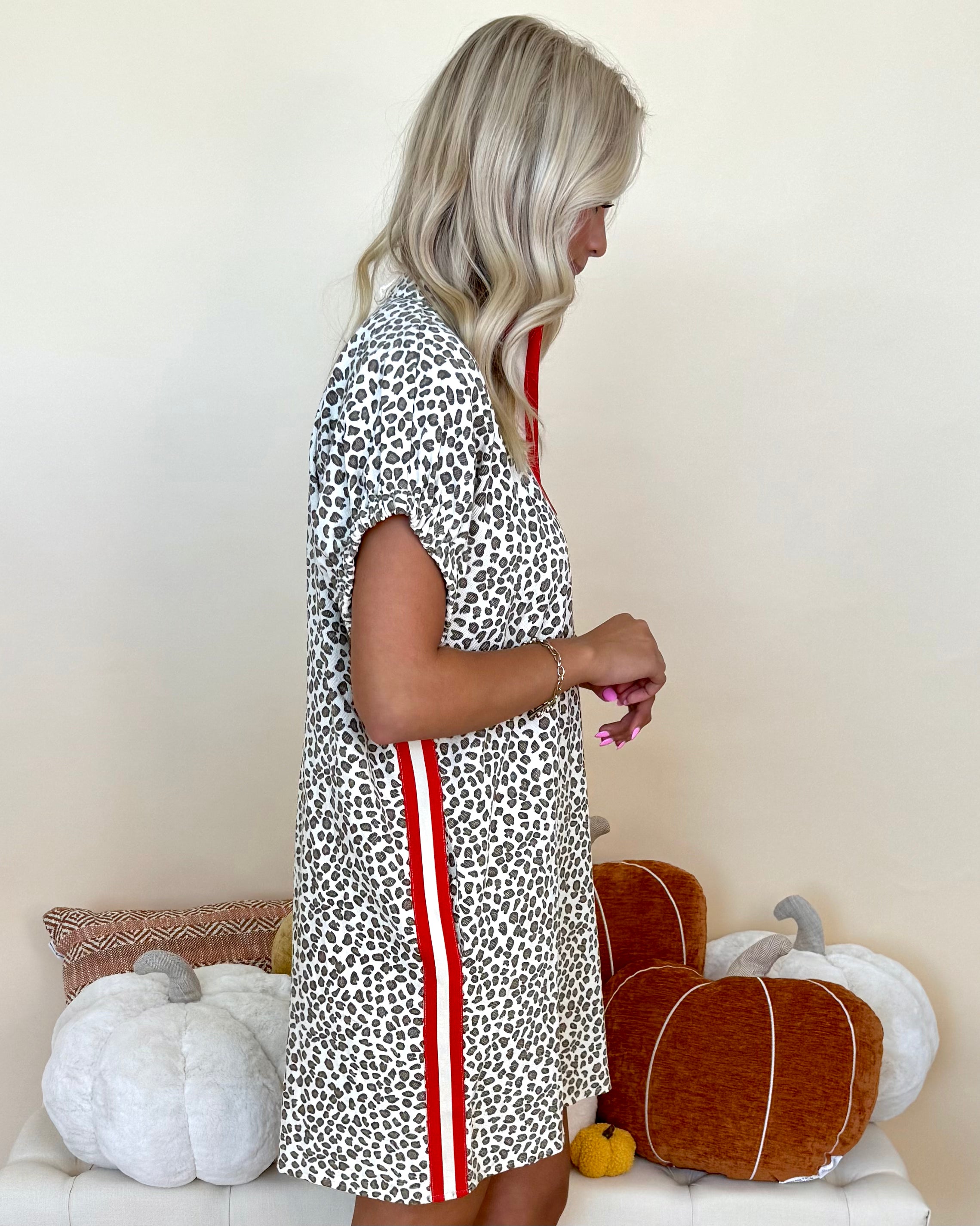 Already On It Animal Red Trim Dress-Shop-Womens-Boutique-Clothing