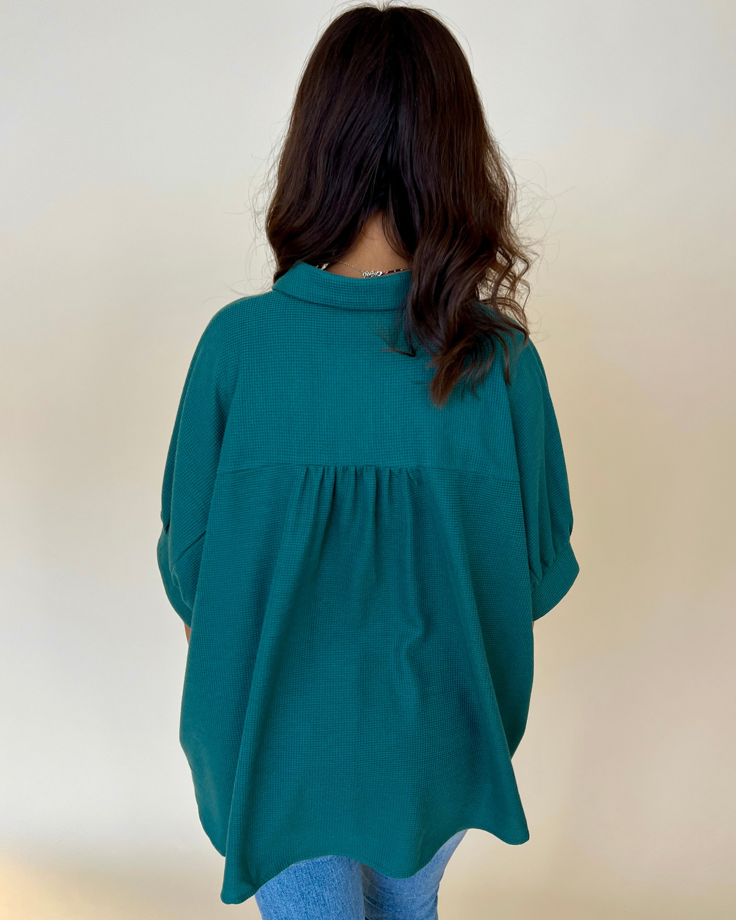 Let Loose Hunter Waffle Button Down Top-Shop-Womens-Boutique-Clothing