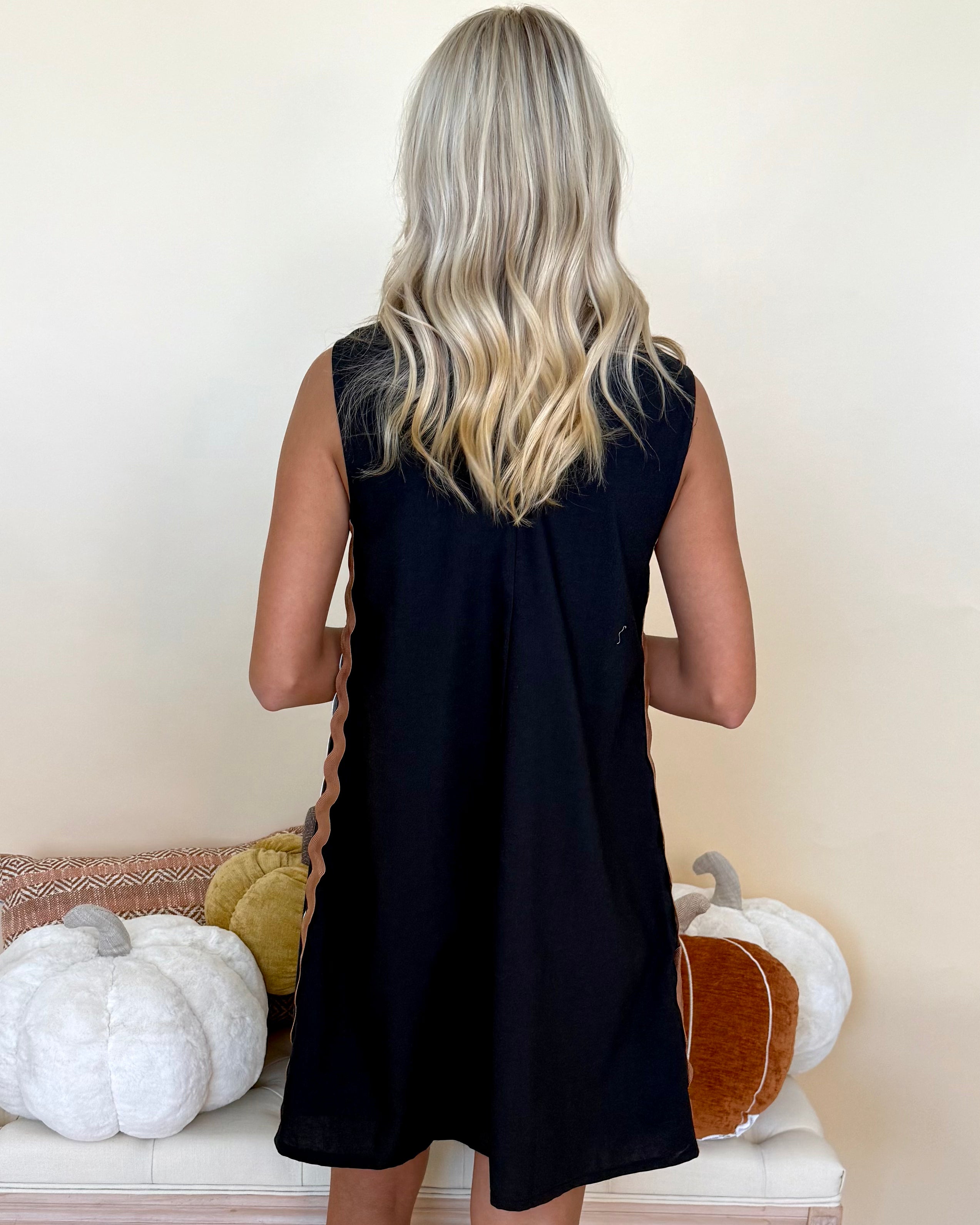 Sunny Diposition Black Ric Rac Dress-Shop-Womens-Boutique-Clothing
